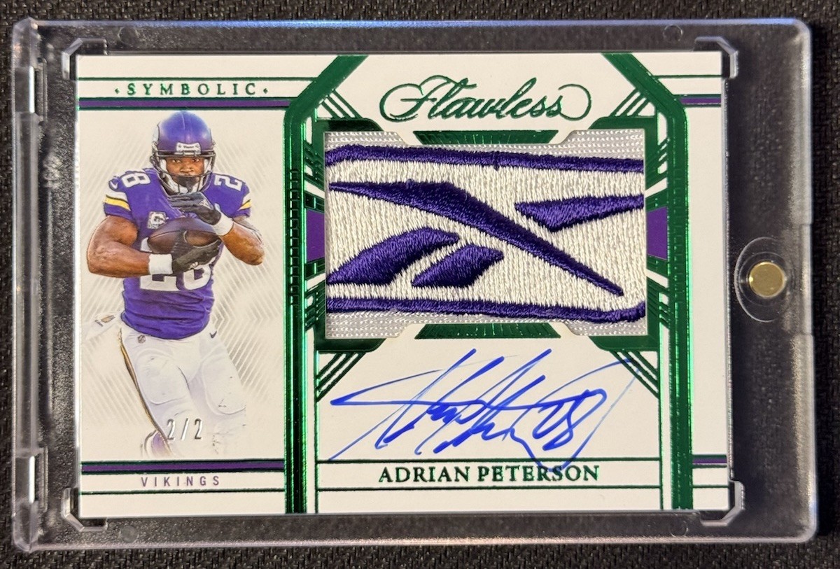 2023 Flawless Adrian Peterson Emerald Symbolic Reebok Patch Auto #2/2 Vikings