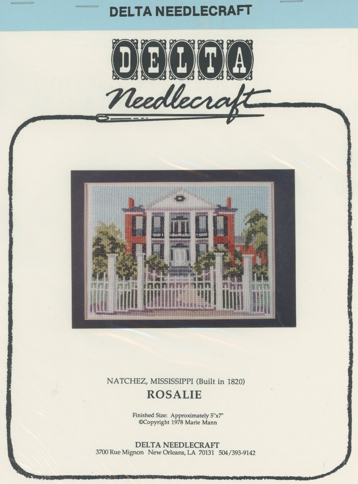 Delta Needlecraft Rosalie Natchez Mississippi Counted Cross Stitch Pattern