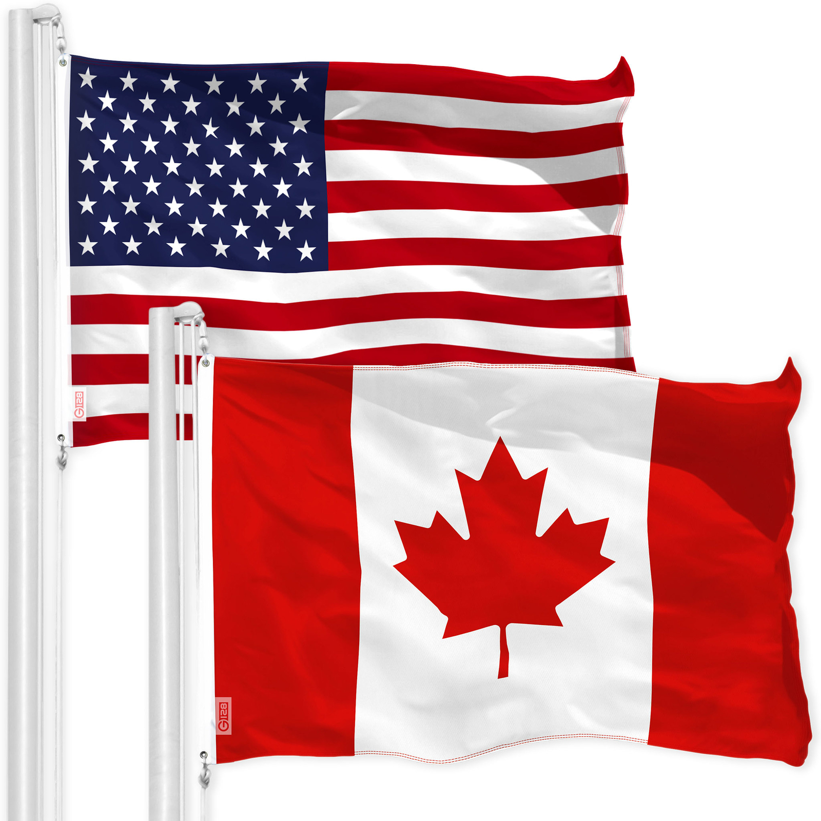 G128 Combo: American USA Flag & Canada Canadian Flag Printed 4x6 Ft G128 Combo: American USA Flag & Canada Canadian Flag Printed 4x6 Ft