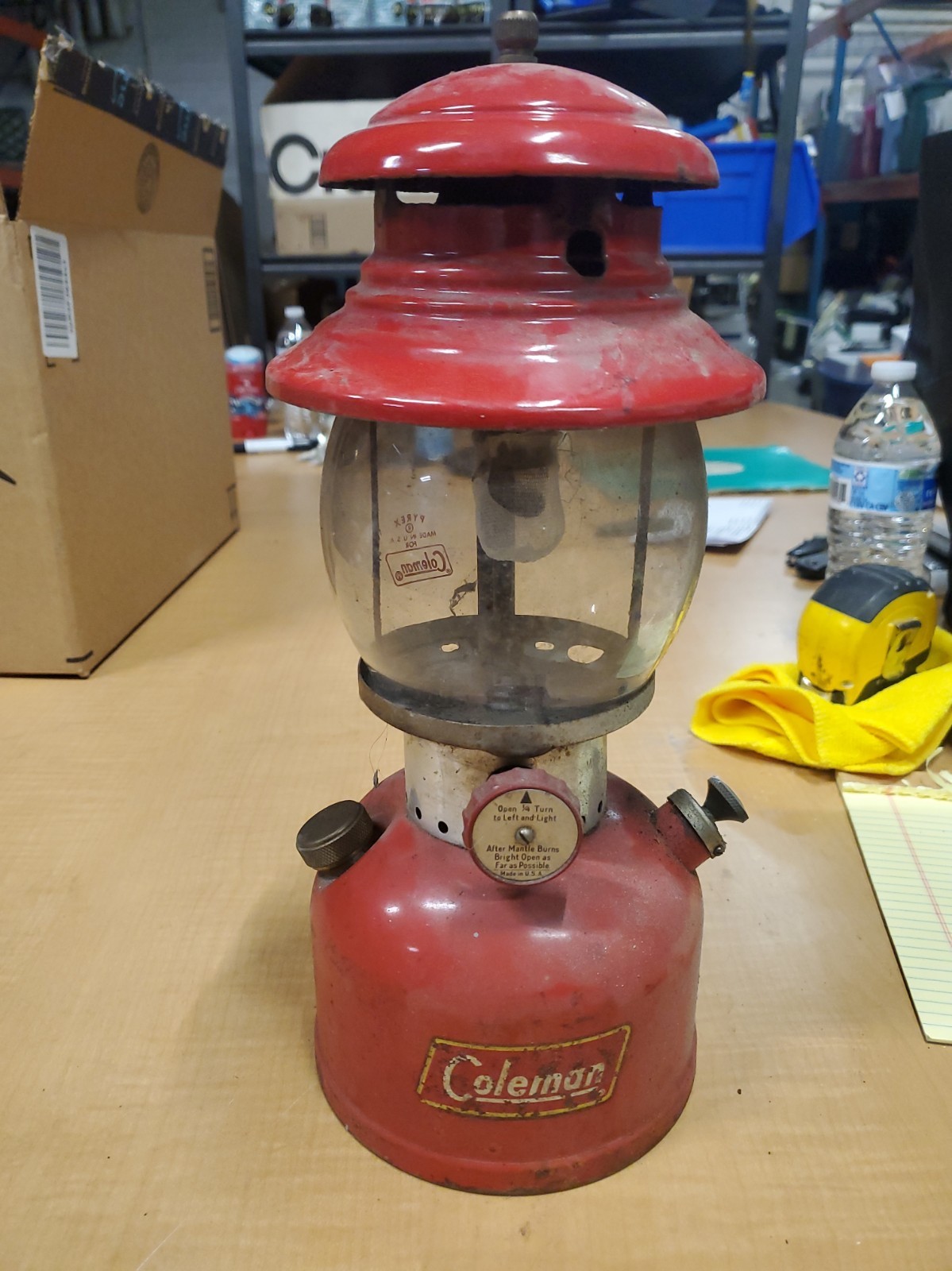 Coleman 200A Red Lantern 1/58 January 1958 Vintage Camping Original Pyrex Glass Coleman 200A Red Lantern 1/58 January 1958 Vintage Camping Original Pyrex Glass