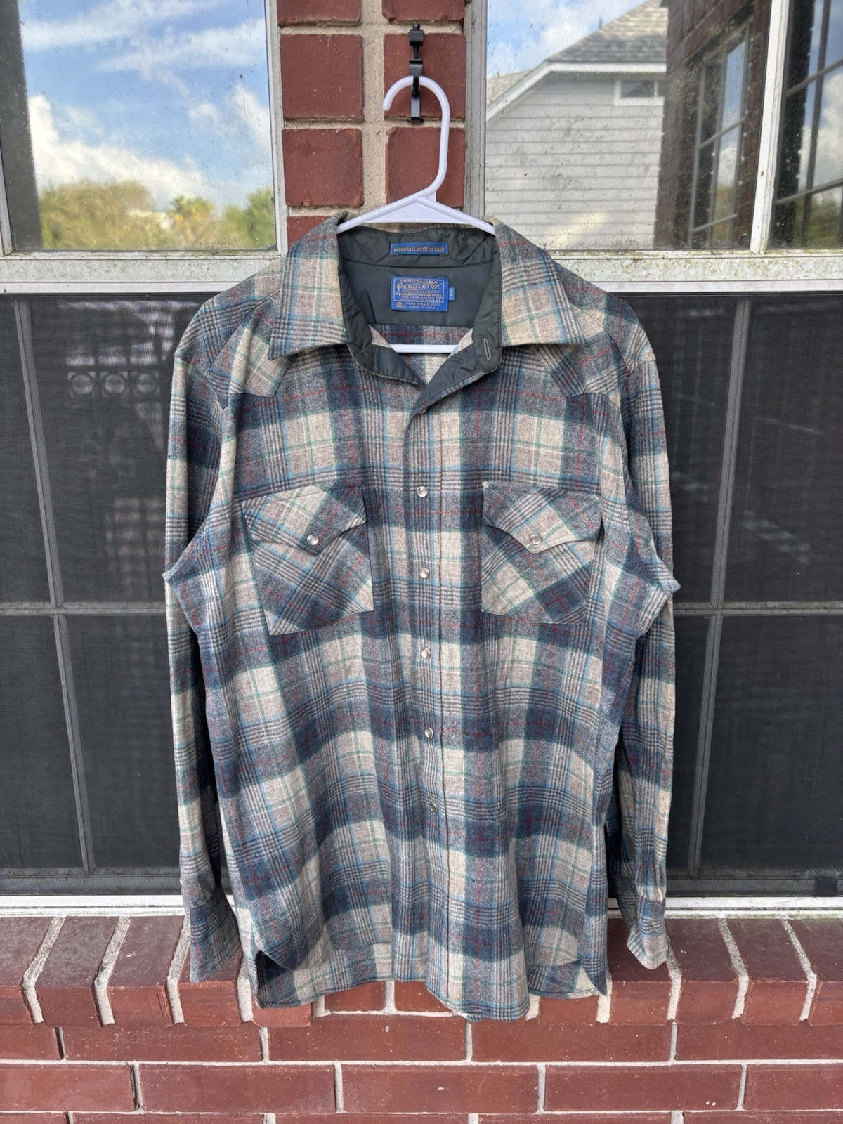Vintage Pendleton High Grade Western Wear Pearl Button Snap Wool Shirt L Tall Vintage Pendleton High Grade Western Wear Pearl Button Snap Wool Shirt L Tall