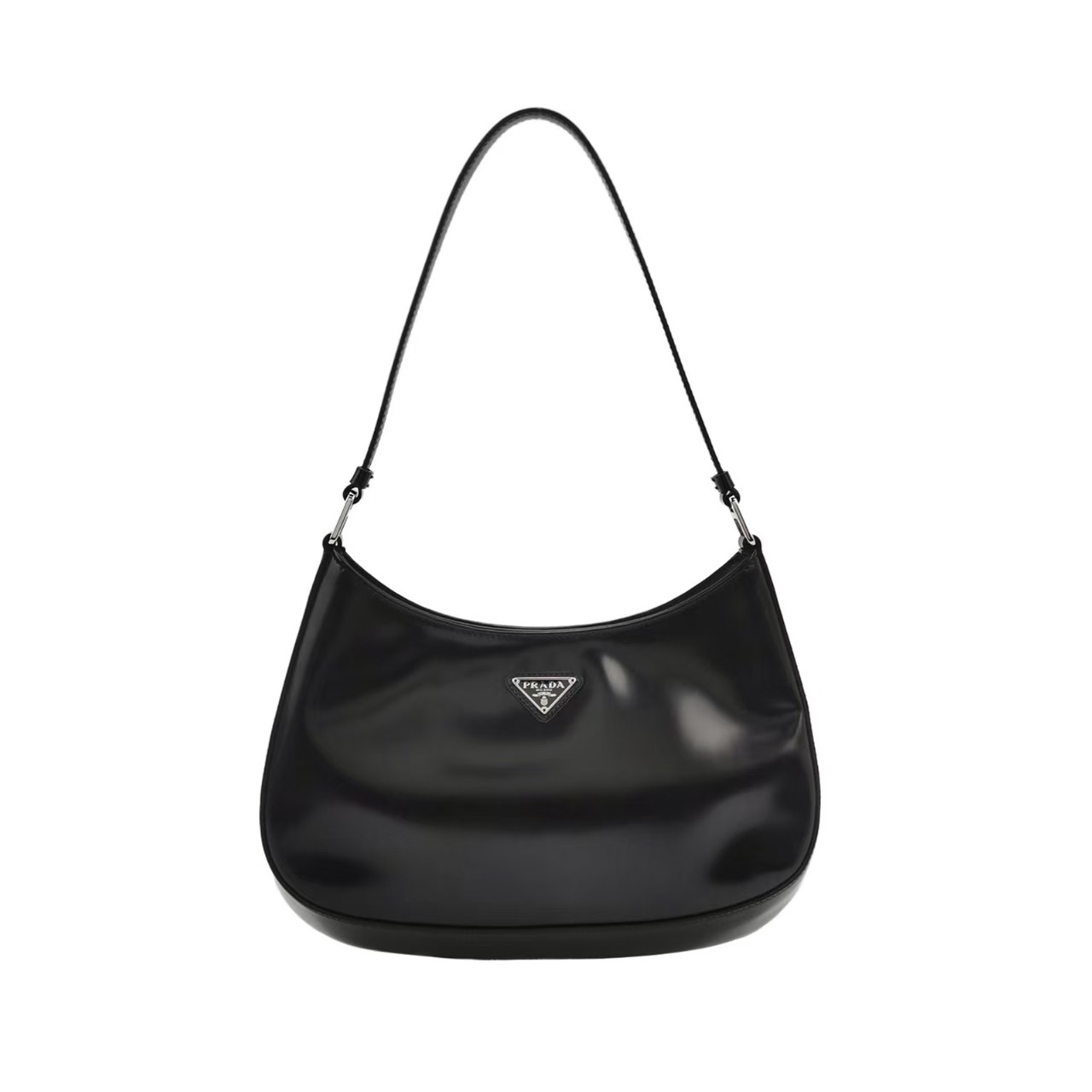 15% OFF Prada Cleo Medium Black Polished Silver Triangle Logo Shoulder Bag
