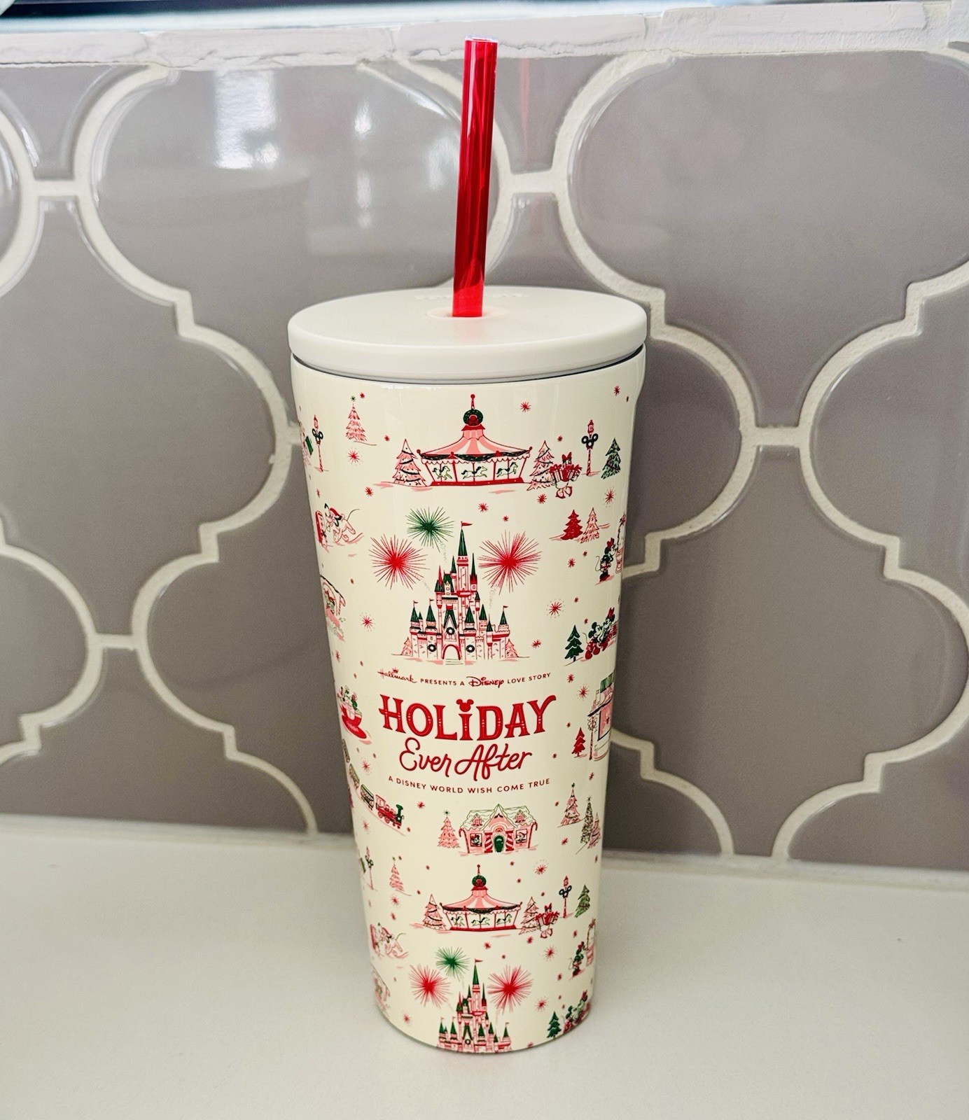 Hallmark Disney Holiday Ever After Corkcicle 24 oz Stainless Steel Cold Cup