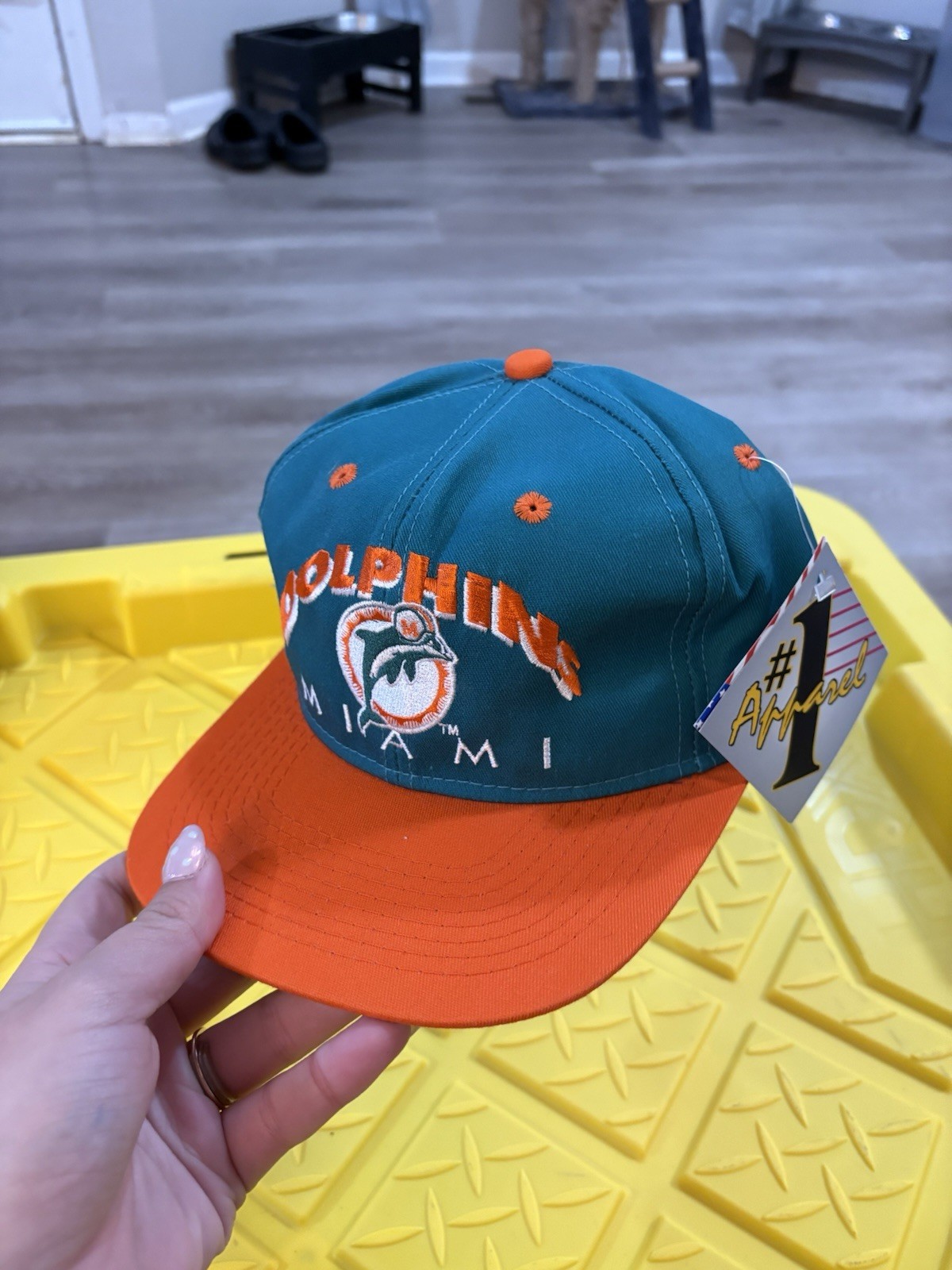 NOS Vintage 90s NFL Miami Dolphins #1 Apparel Football Snapback Hat Cap NOS Vintage 90s NFL Miami Dolphins #1 Apparel Football Snapback Hat Cap
