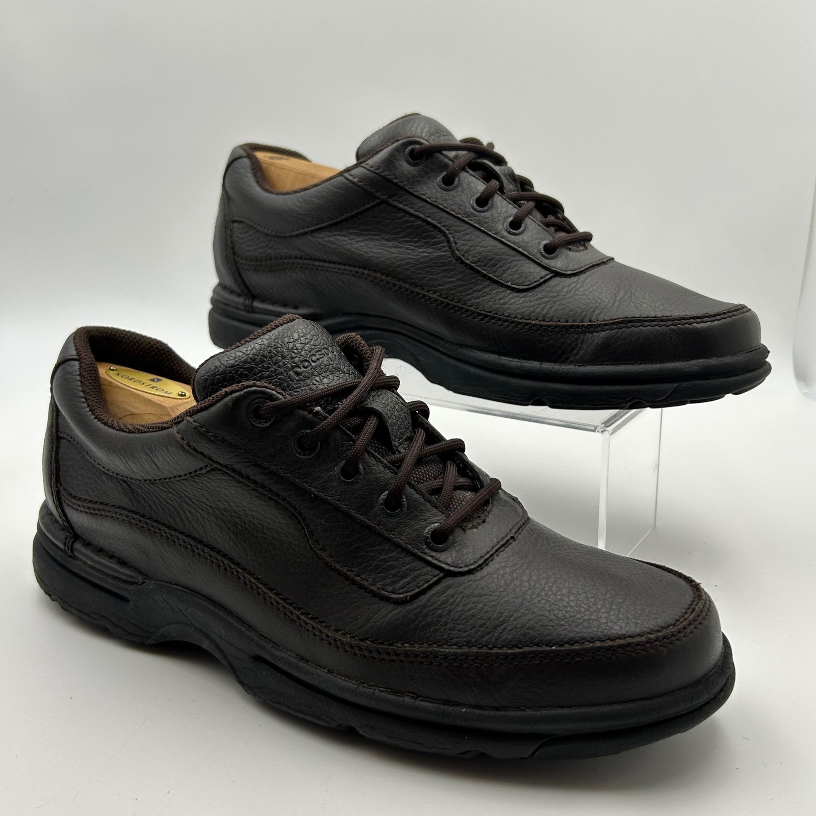 Rockport Ridgefield Eureka Shoes Mens 10 Brown Leather APM70534 Dad Shoe Comfort
