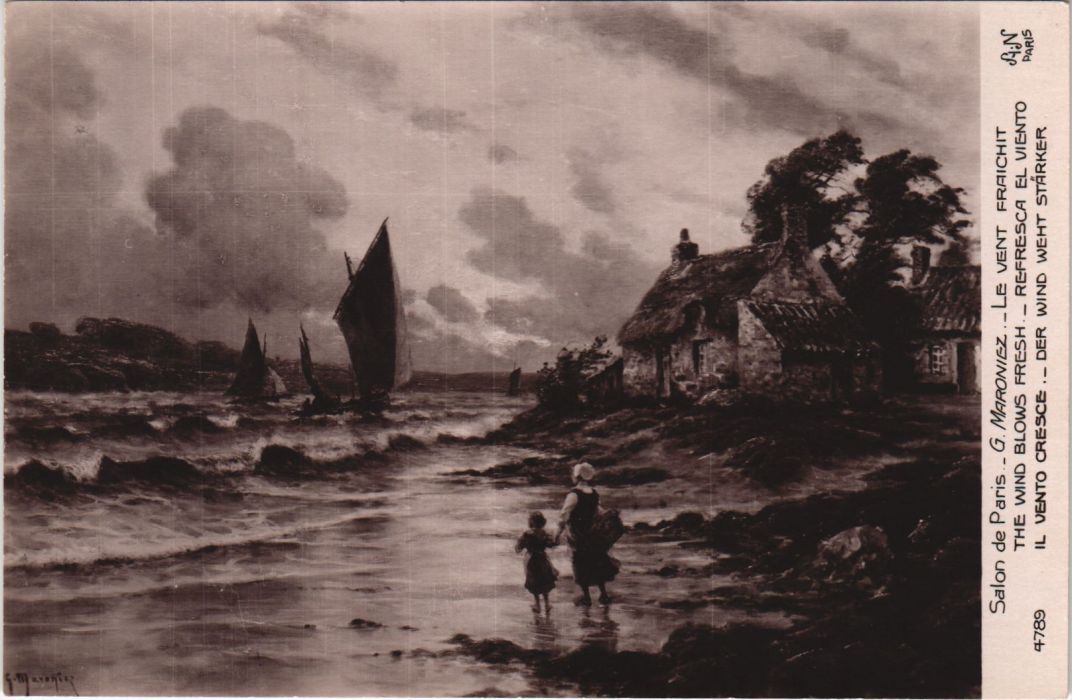 Old postcard Salon de Paris G. MARONIEZ Le vent fraichant (216041) Old postcard Salon de Paris G. MARONIEZ Le vent fraichant (216041)