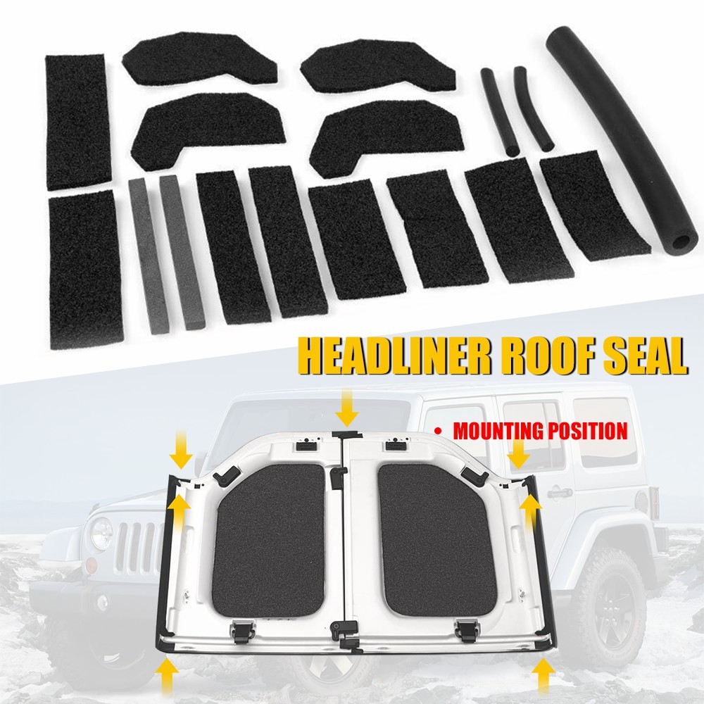 17PCS Hardtop Headliner Roof Seal Kit For 07-17 Jeep Wrangler 2018 JK 68026937AB