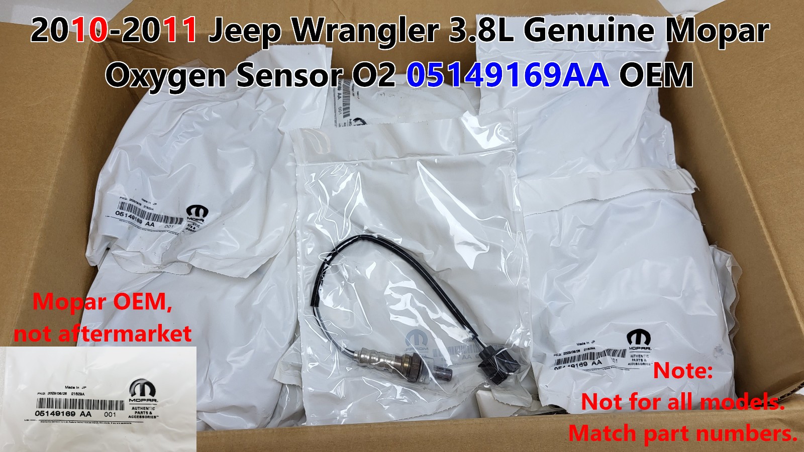 2010-2011 Jeep Wrangler 3.8L Genuine Mopar Oxygen Sensor O2 5149169AA