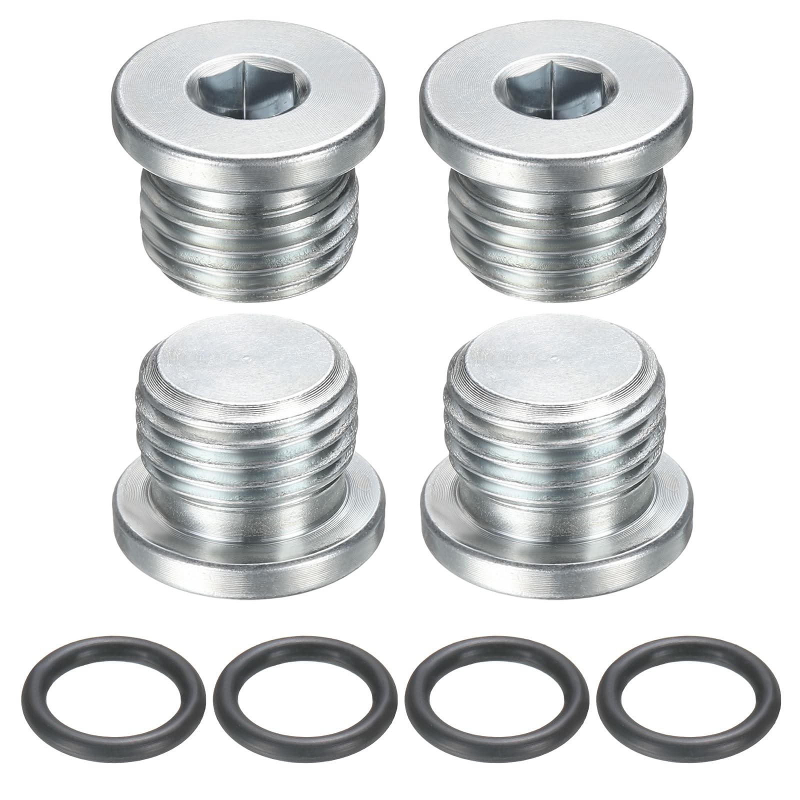 uxcell 4Pcs SAE 9/16-18 UNF Inner Hex Head Pipe UNF, Silver