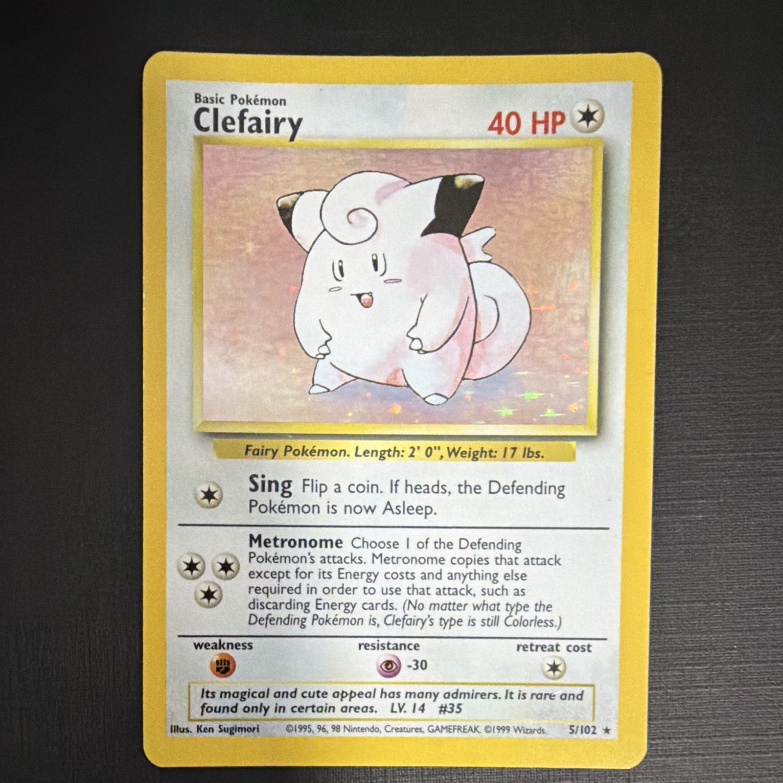 Wizards of the Coast Clefairy 5/102 Base Set Holo Rare 1999 EN LP+