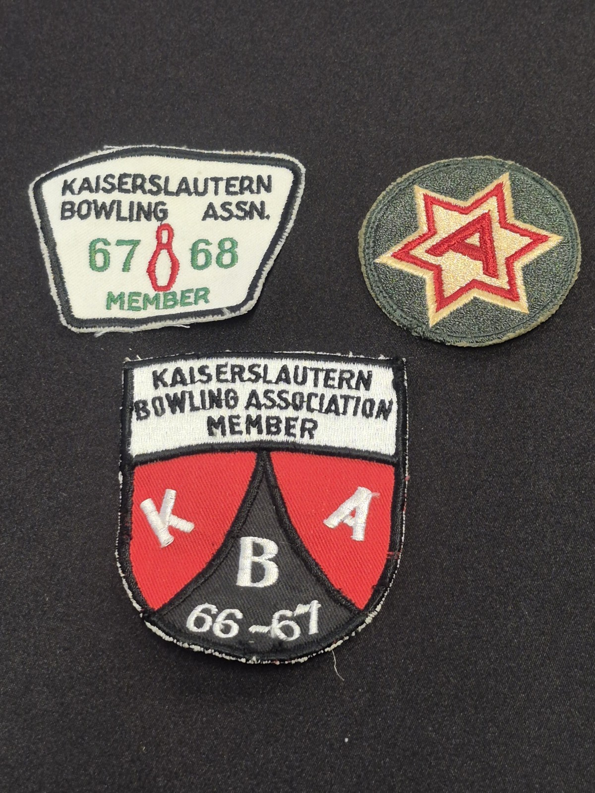 Vintage 1966-68 Kaiserslautern Germany Bowling Association KBA Patch Lot of 3