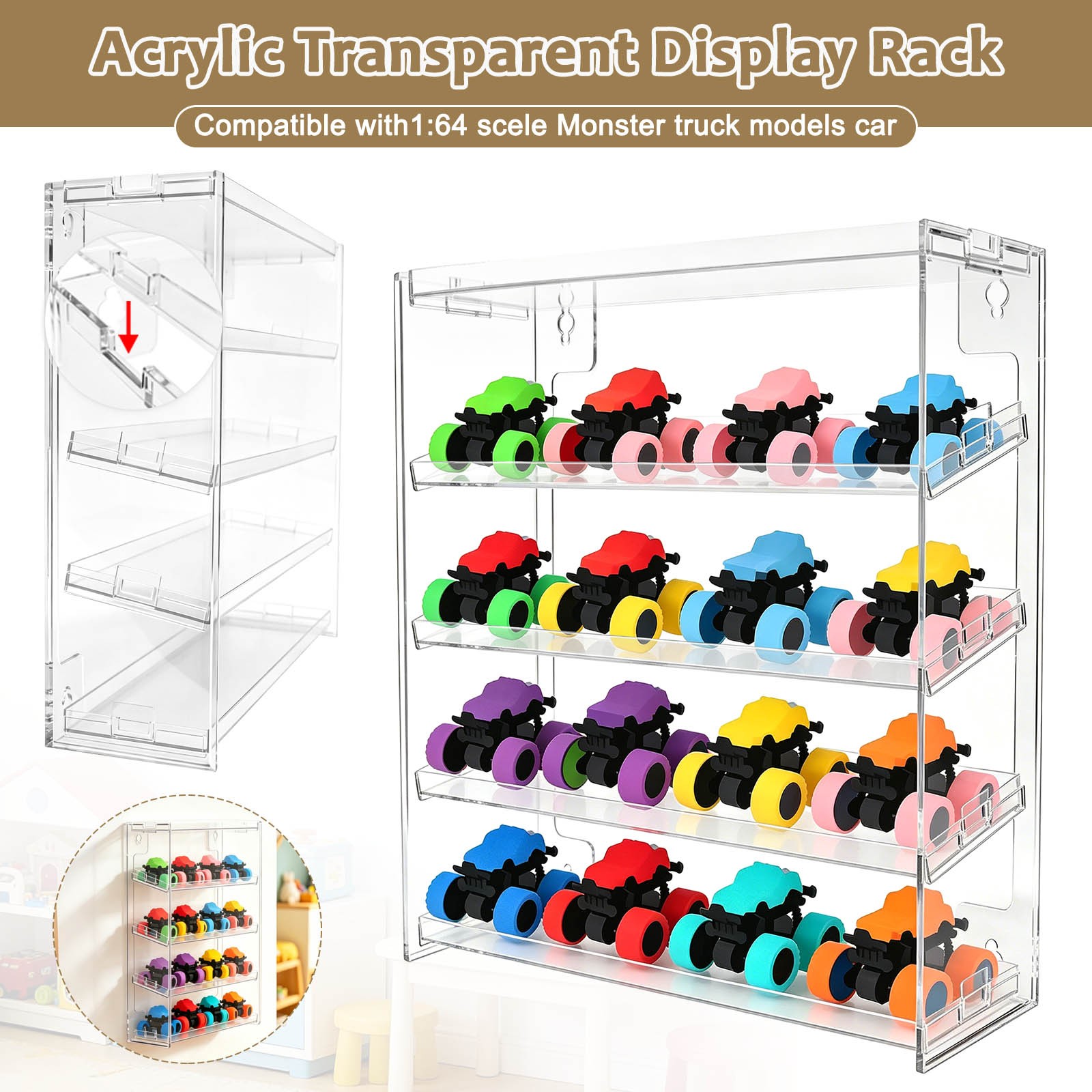 5 Tiers Display Case Holds for 25 Monster Trucks Acrylic Storage Case Organizer 5 Tiers Display Case Holds for 25 Monster Trucks Acrylic Storage Case Organizer
