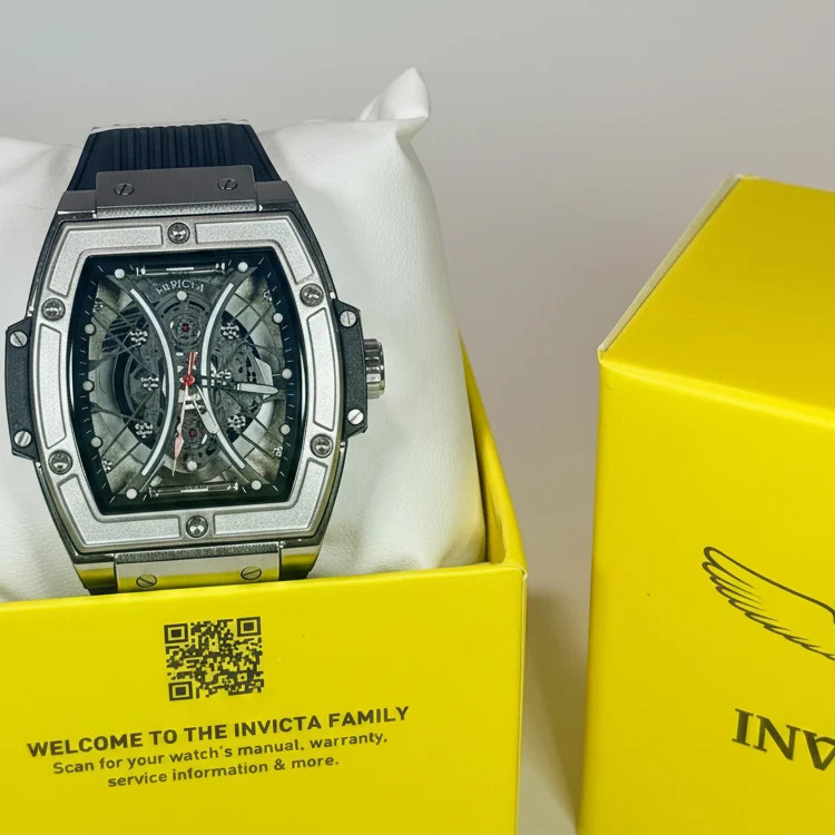 69841 Invicta S1 Rally Mens Watch 50mm Tonneau Silver Skeleton Black Strap 30m