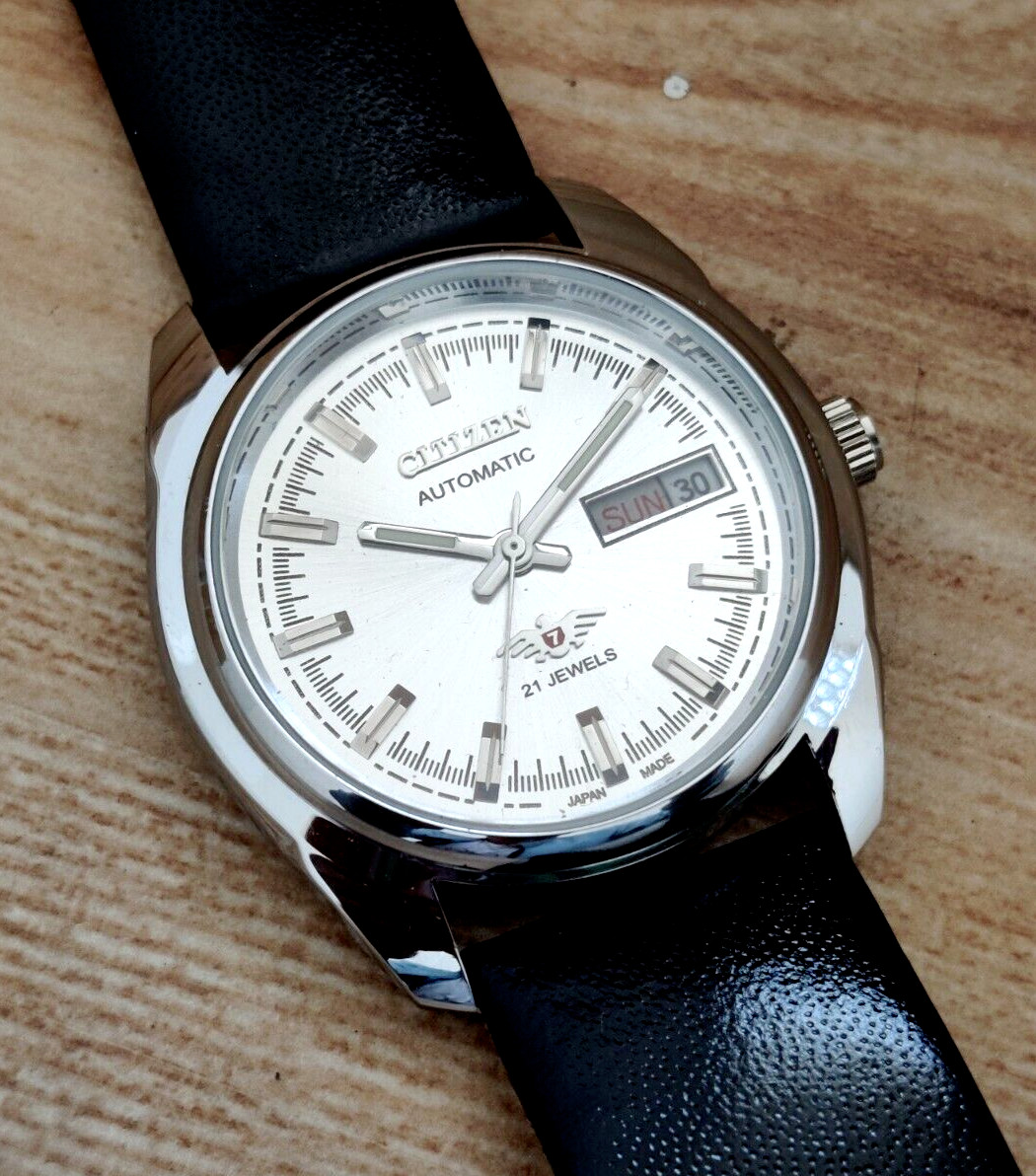 Vintage Citizen Automatic Japan Made Blue Dial Day/ Date Men's Wrist  Good Watch