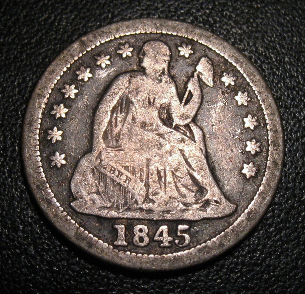 OLD US COINS SILVER 1845 LIBERTY SEATED DIME OLD US COINS SILVER 1845 LIBERTY SEATED DIME
