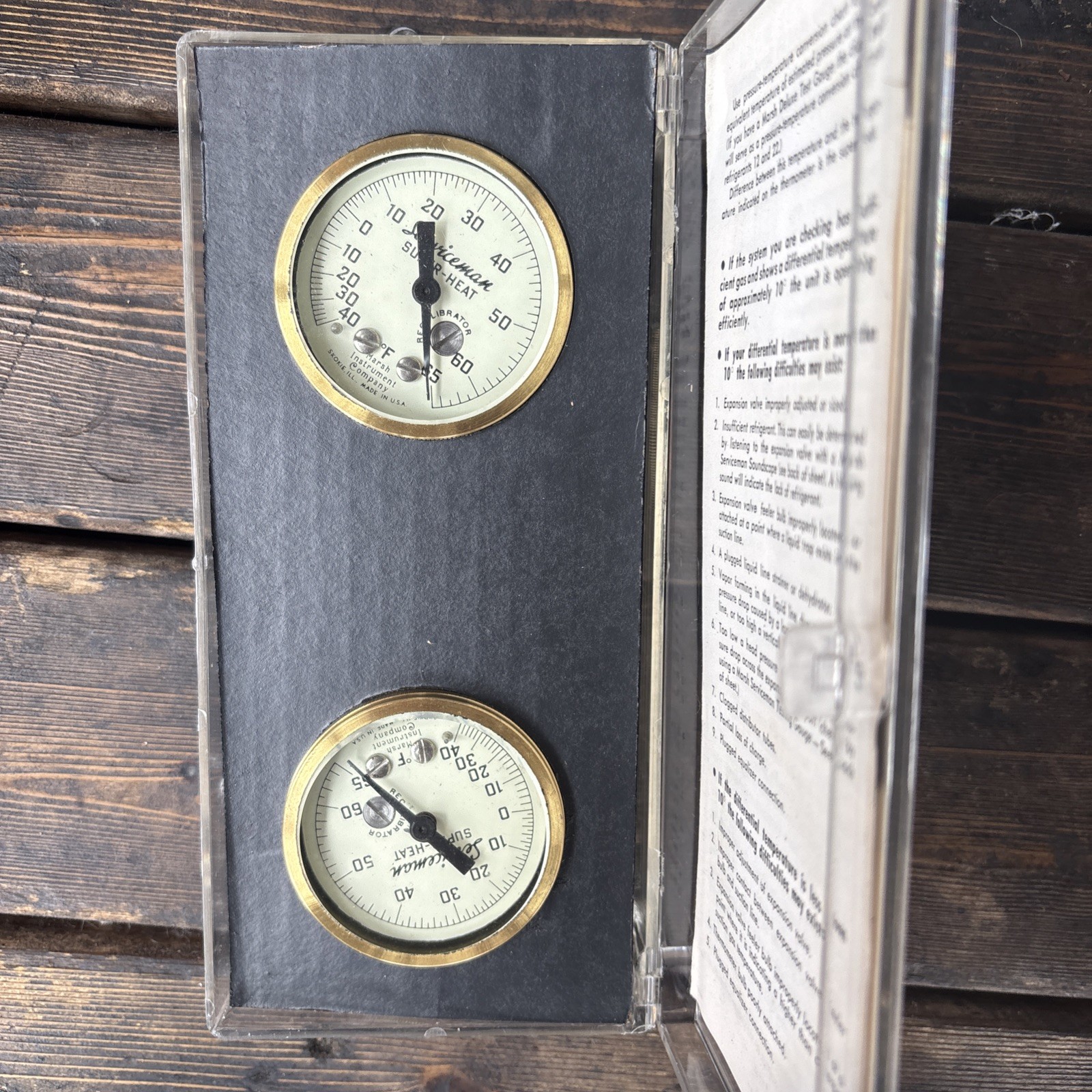 Vintage Marsh Instrument Co. Serviceman Super-Heat Thermometer Kit w/ manual Vintage Marsh Instrument Co. Serviceman Super-Heat Thermometer Kit w/ manual