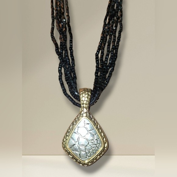 Premier Designs Pendant And Black Multistrand Necklace Premier Designs Pendant And Black Multistrand Necklace
