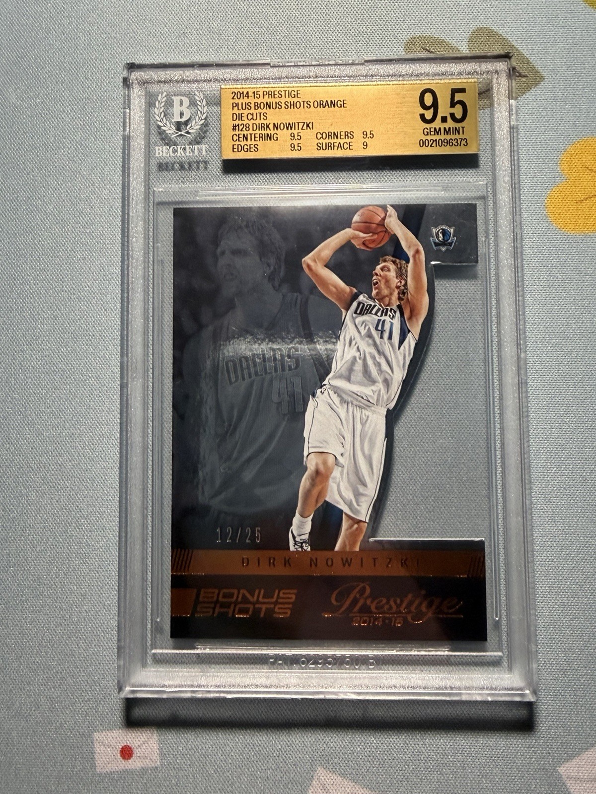 2014 Panini Prestige Bonus Shots Orange Die-Cut Plus 12/25 Dirk Nowitzki BGS 9.5 2014 Panini Prestige Bonus Shots Orange Die-Cut Plus 12/25 Dirk Nowitzki BGS 9.5