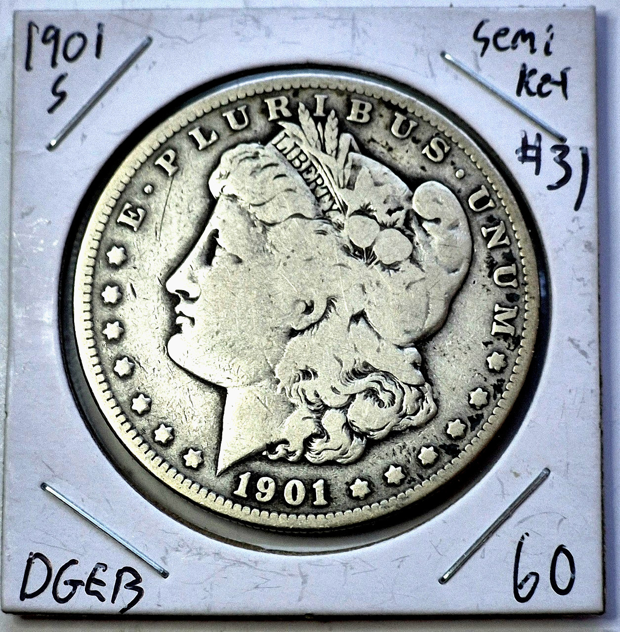1901   **S**   MORGAN 90% SILVER DOLLAR VG-F Features  *NICE COIN* $1