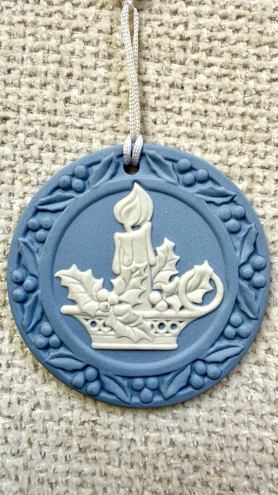 Vintage Wedgwood Jasperware Christmas Candle Ornament w/ Box England Vintage Wedgwood Jasperware Christmas Candle Ornament w/ Box England
