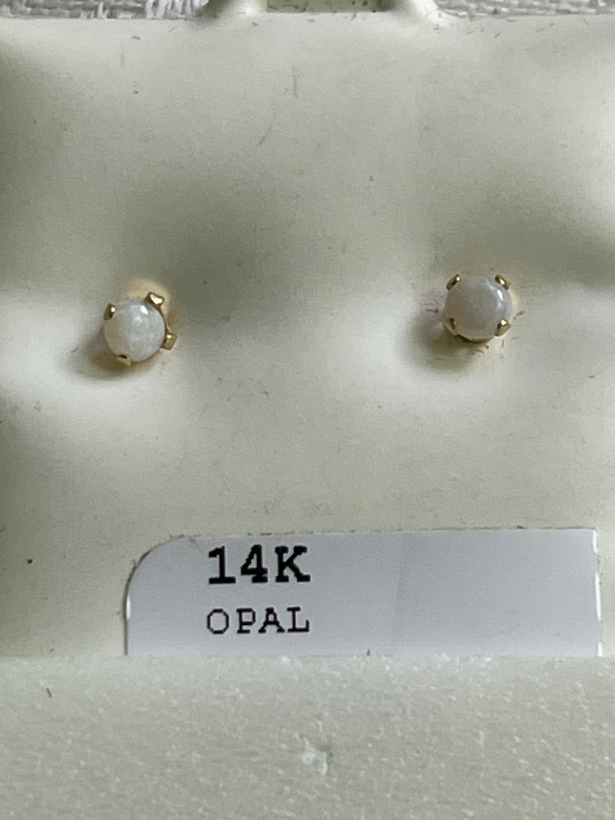 14K SOLID YELLOW GOLD OPAL DAINTY STUD EARRINGS .26g 14K SOLID YELLOW GOLD OPAL DAINTY STUD EARRINGS .26g