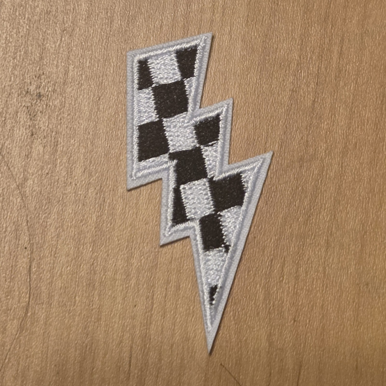 Lightning Bolt Race Flag Iron On Embroidered Patch 2.25\ Lightning Bolt Race Flag Iron On Embroidered Patch 2.25\