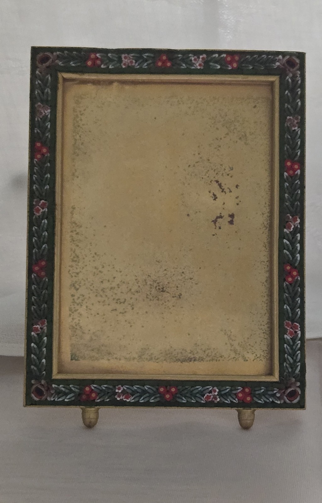 Vintage Italian Micro Mosaic Picture Frame Fox Floral Brass Miniature Italy Vintage Italian Micro Mosaic Picture Frame Fox Floral Brass Miniature Italy