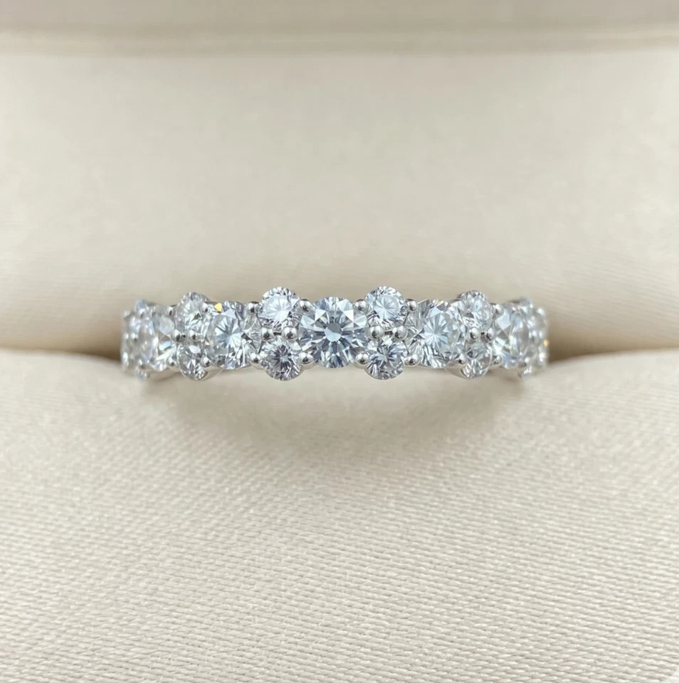 1.00 Ct Round Brilliant Cut Natural Diamond Wedding Band Ring 14K White Gold 6 7 1.00 Ct Round Brilliant Cut Natural Diamond Wedding Band Ring 14K White Gold 6 7