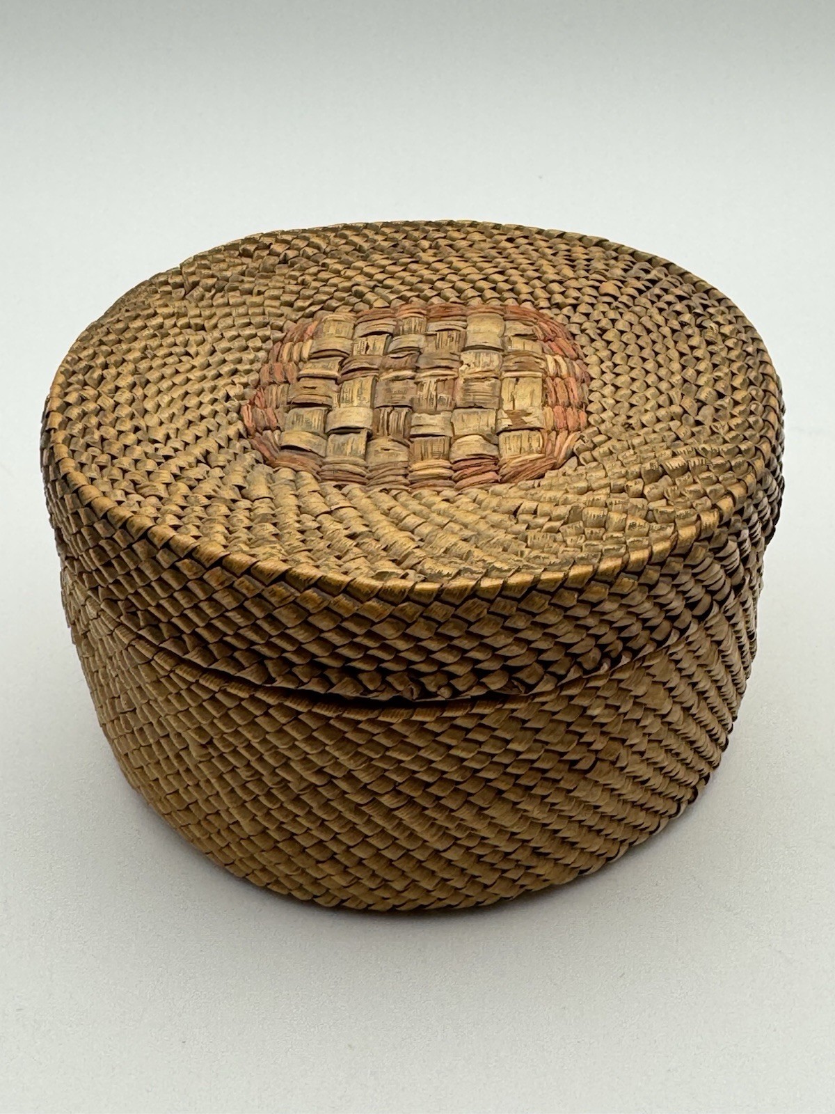 Vintage Nootka Makah Native American Lidded Basket 4” As Is Inner Rim Wear Vintage Nootka Makah Native American Lidded Basket 4” As Is Inner Rim Wear