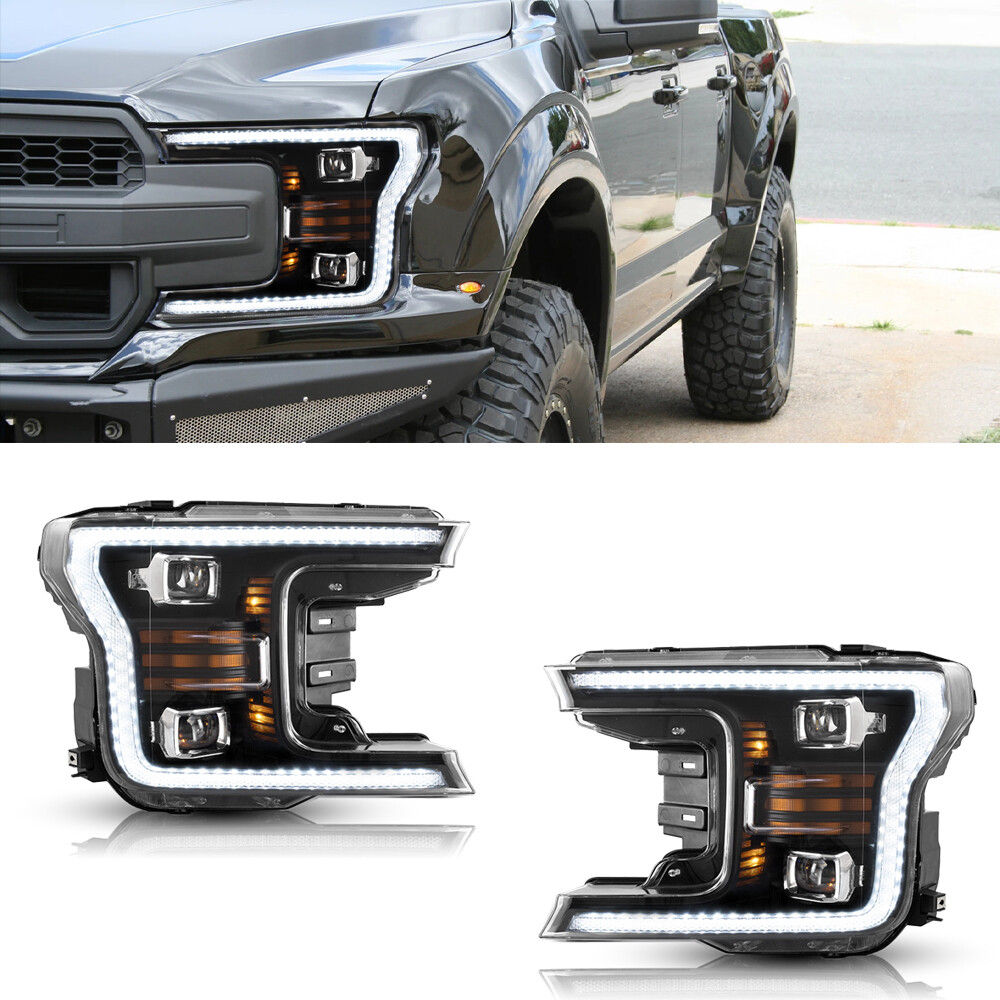 VLAND 2Pcs Full LED Headlights For 2018-2020 Ford F150 Projector Front Lamps