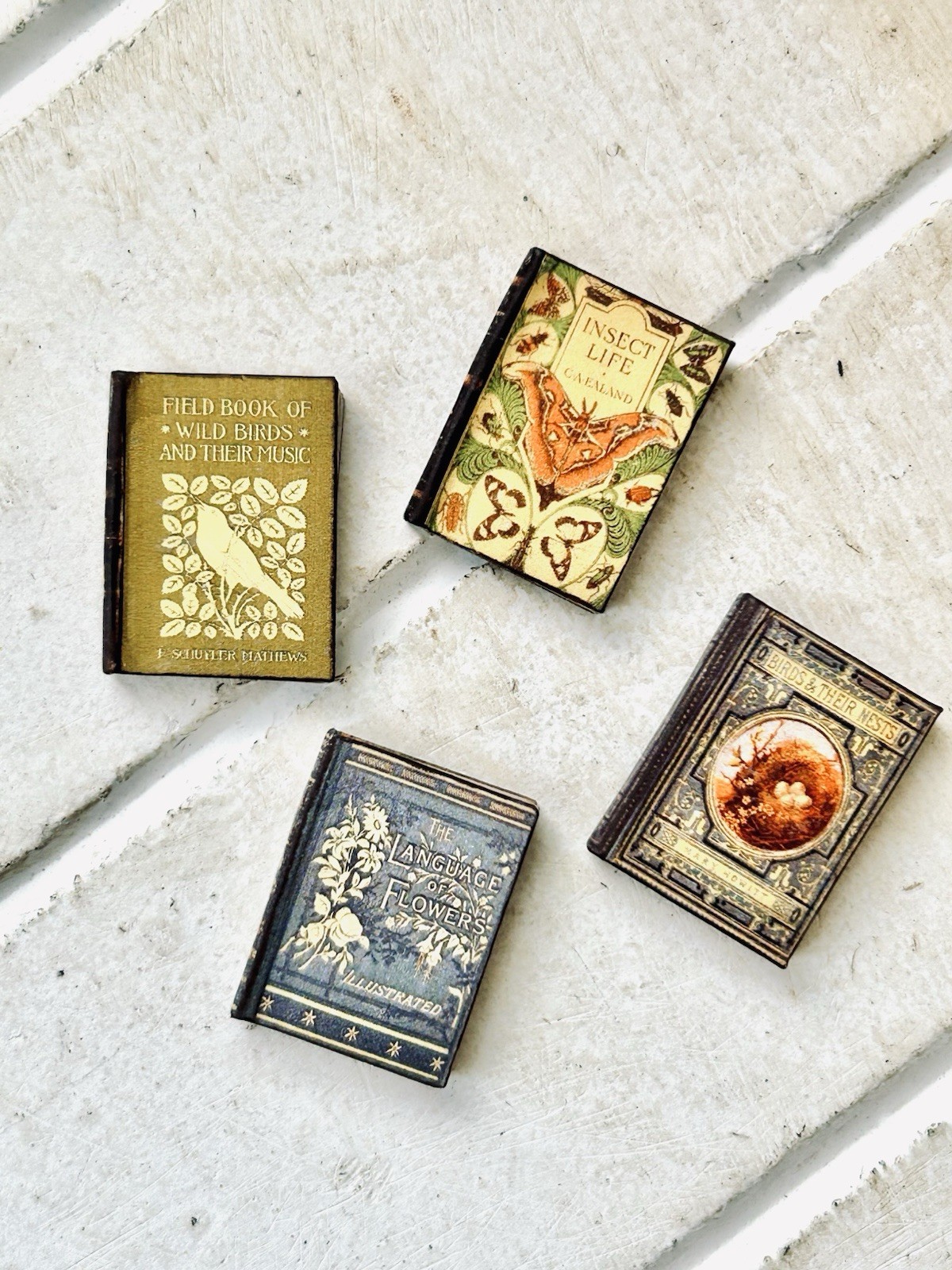 Handcrafted Miniature 1:12 Scale Vintage Inspired Nature Books Bundle / 4 Books Handcrafted Miniature 1:12 Scale Vintage Inspired Nature Books Bundle / 4 Books