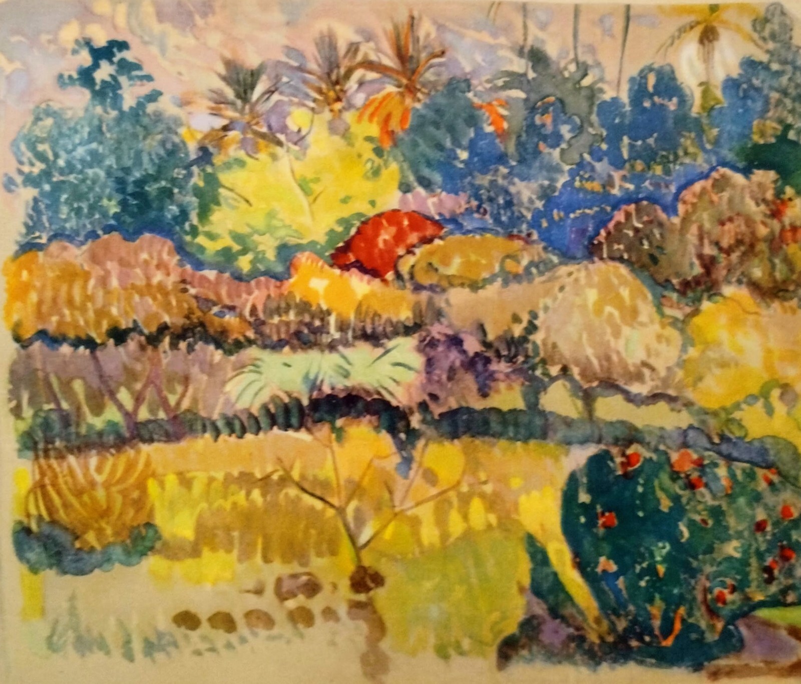 GAUGUIN Vintage Print after Tahitian Landscape circa 1890\'s #UniqueGift Rare Art