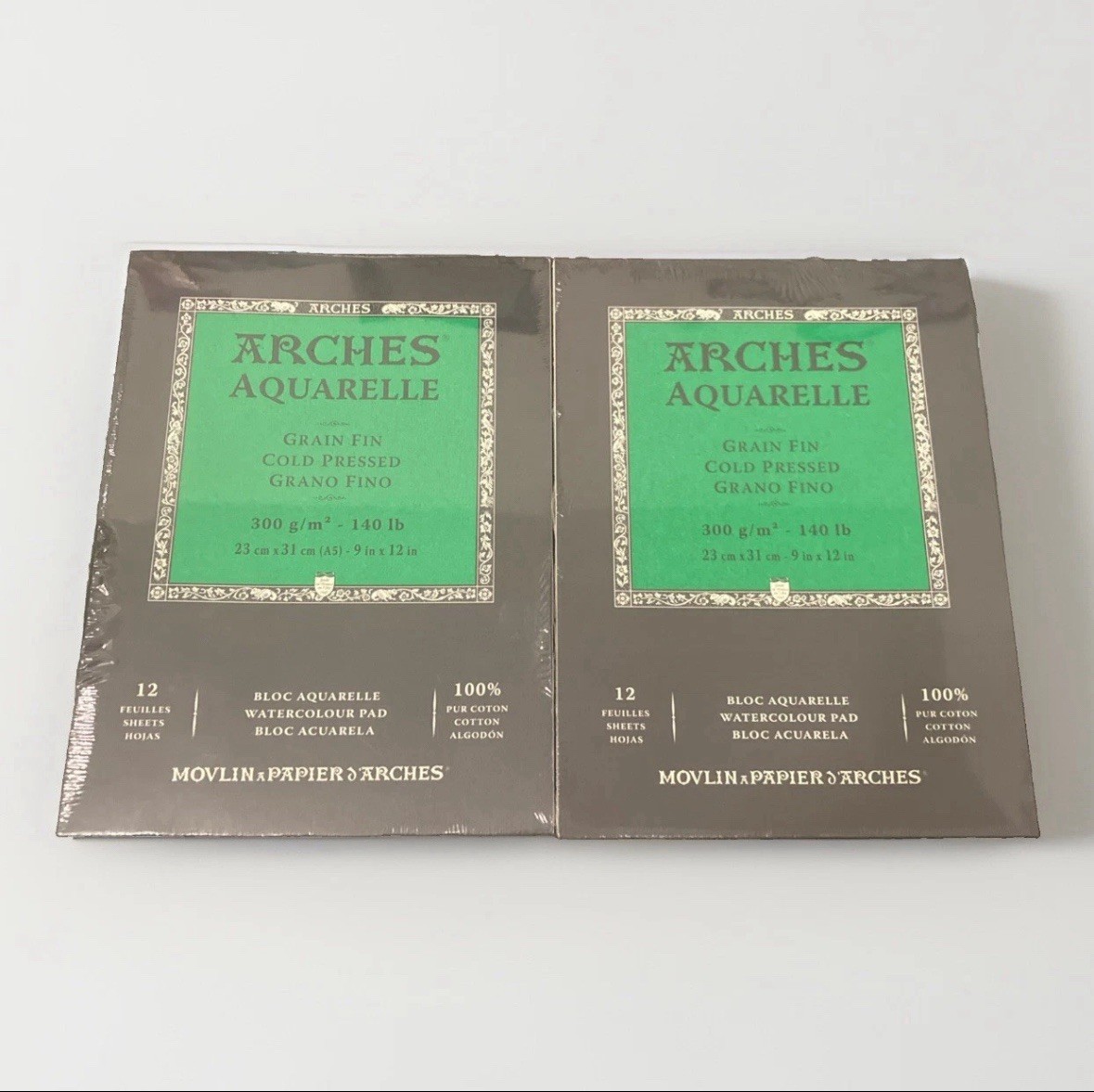 Lot Of 2 Arches 9x12 inch Cold Press Watercolour Natural White 140lb P11 Lot Of 2 Arches 9x12 inch Cold Press Watercolour Natural White 140lb P11