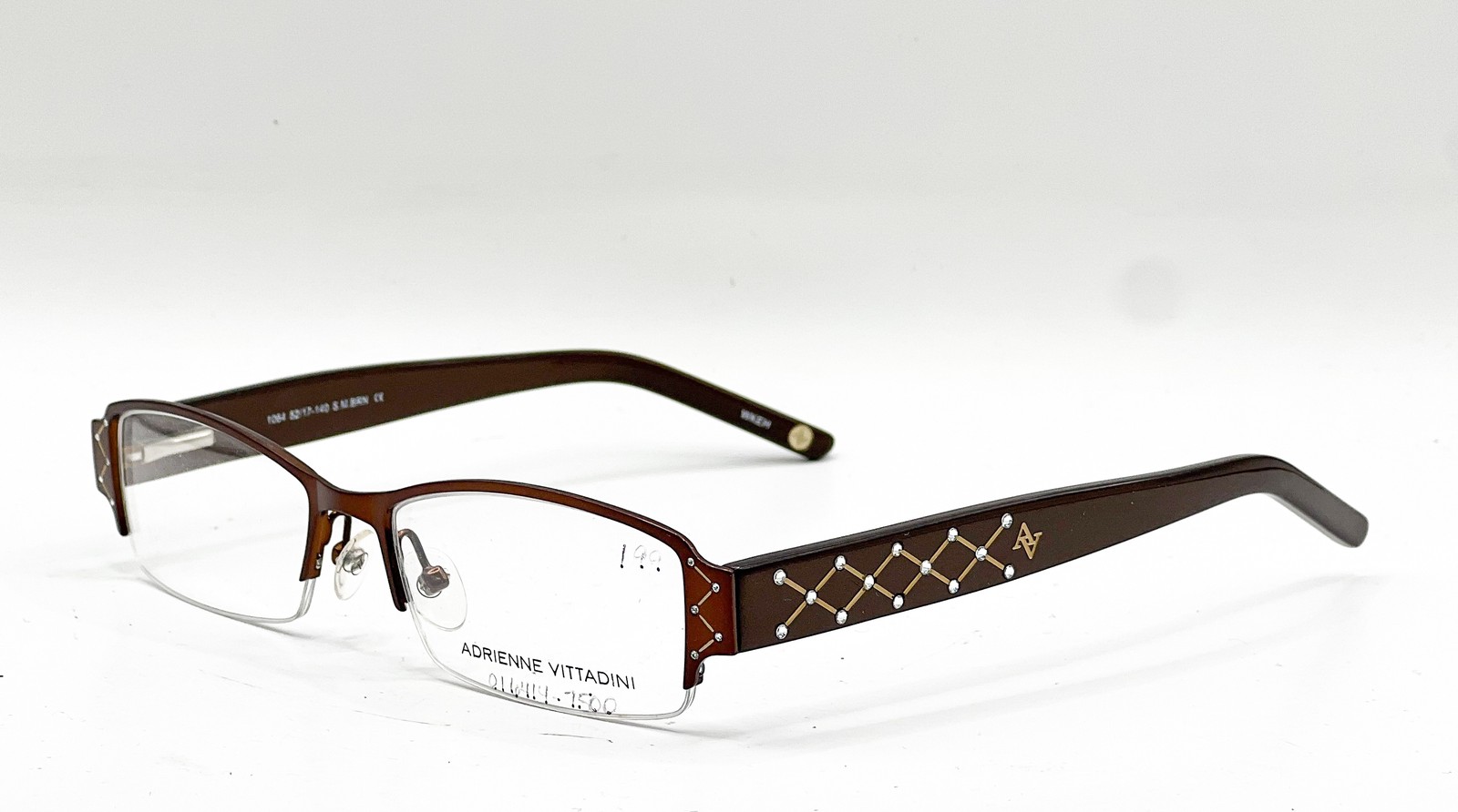 NEW ADRIENNE VITTADINI 1064 S.M.BROWN SHINY MATTE BROWN EYEGLASSES 52-17