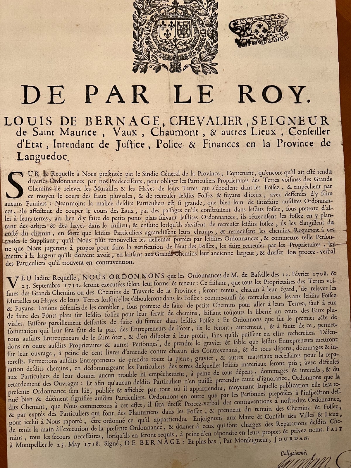 Poster & Attachment XVIII Eme Coat of Arms & Fleur de Lys King Languedoc Justice & Police Poster & Attachment XVIII Eme Coat of Arms & Fleur de Lys King Languedoc Justice & Police