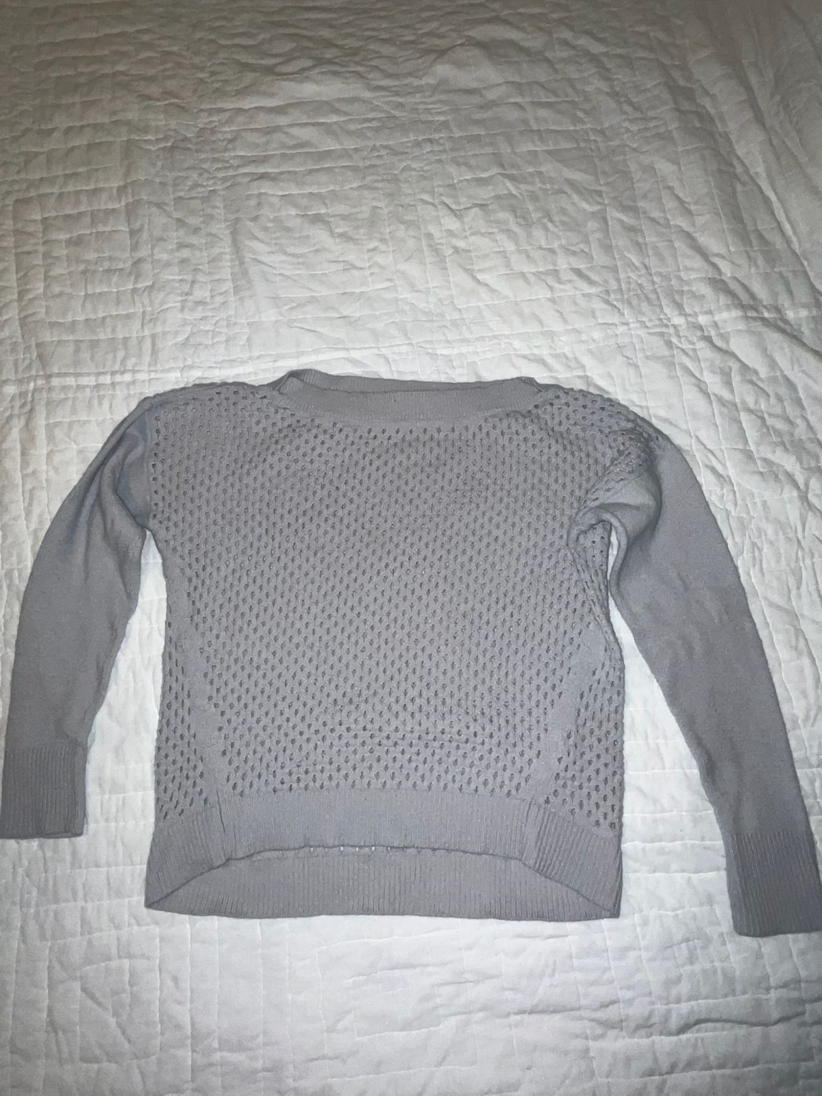 Banana Republic Womens Medium Gray Textured Knit Sweater With Ribbed Hem & Cuffs