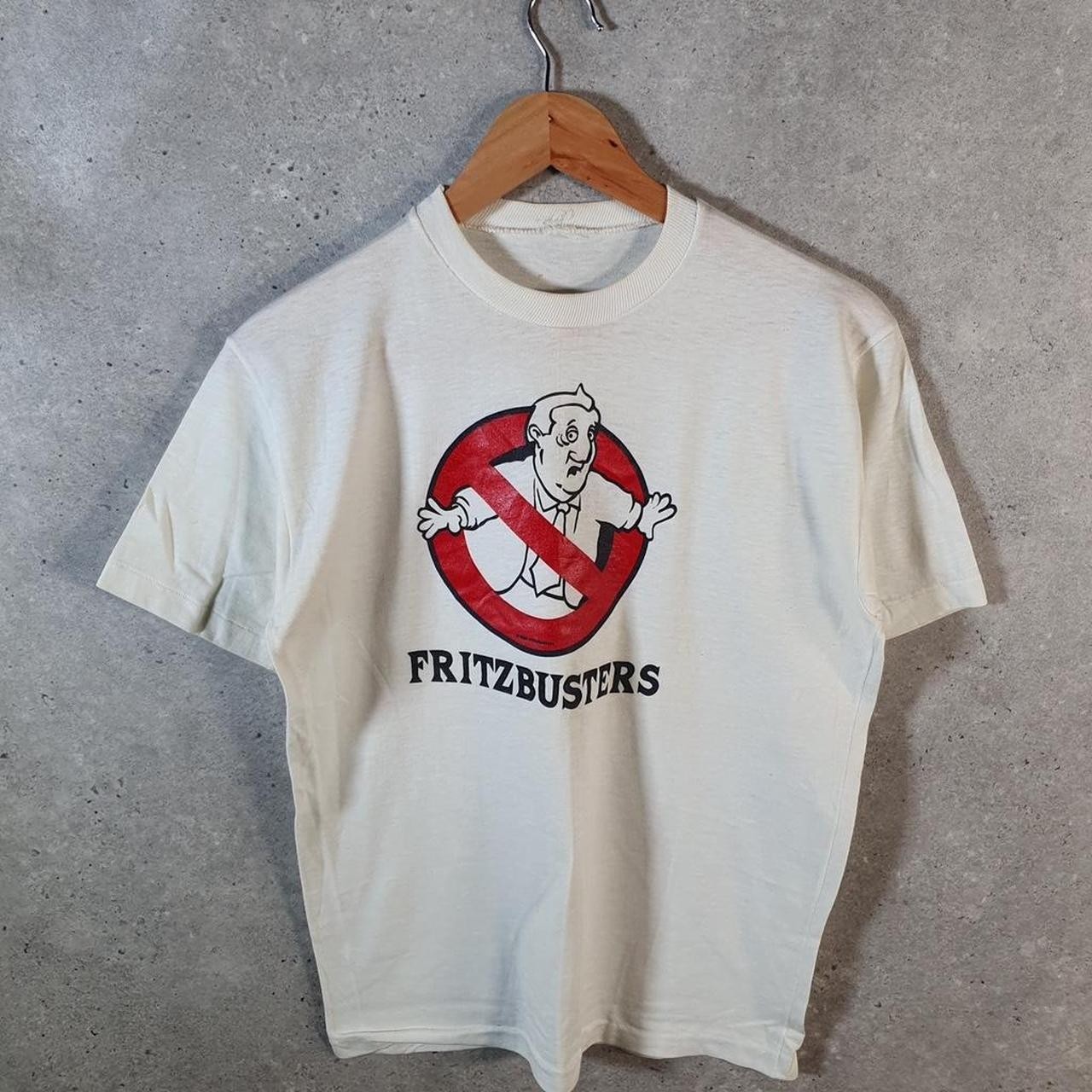 Vintage Fritzbusters 90s USA Single Stitch T Shirt Mens Small White Vintage Fritzbusters 90s USA Single Stitch T Shirt Mens Small White