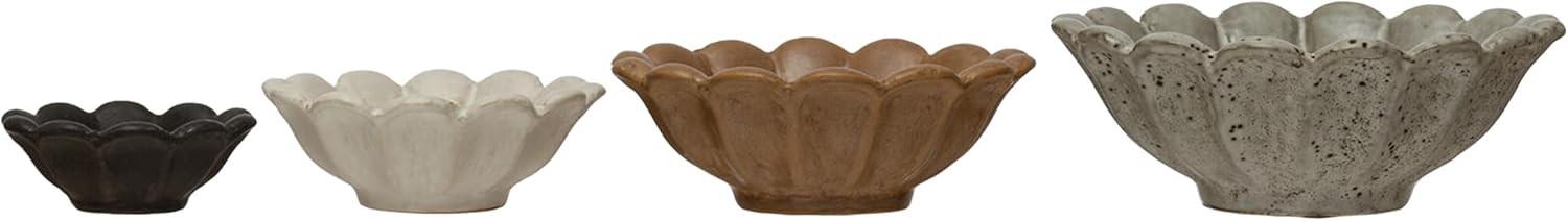 Creative Co-Op Stoneware Flower Set of 4, 6\ Creative Co-Op Stoneware Flower Set of 4, 6\