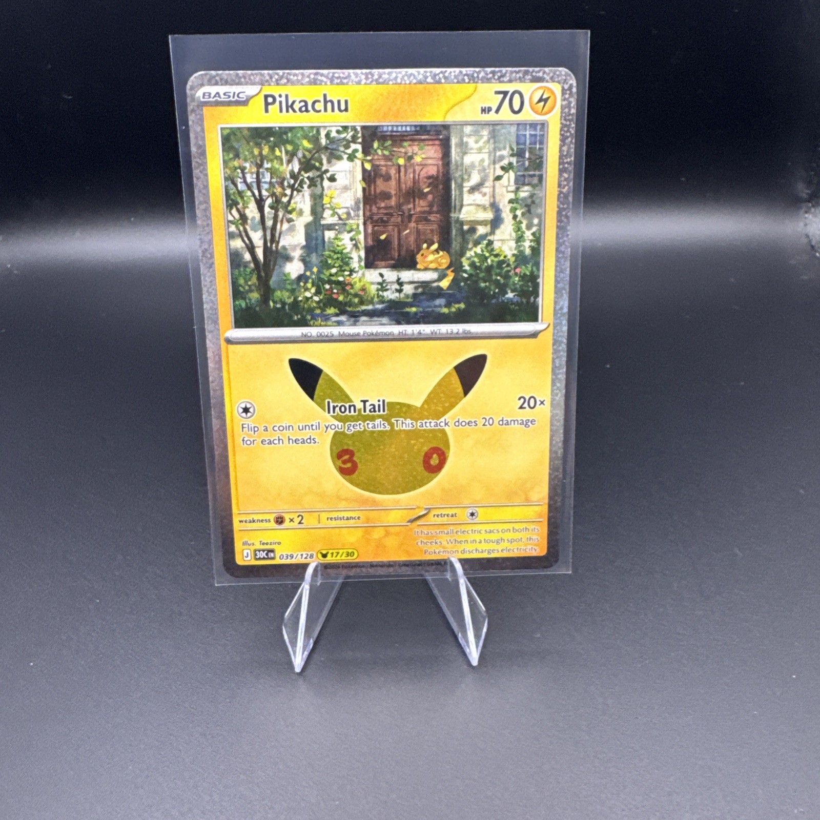 Pokemon Pikachu 039/128 17/30 - Stamped Holo - 30th Anniversary Celebration Pokemon Pikachu 039/128 17/30 - Stamped Holo - 30th Anniversary Celebration