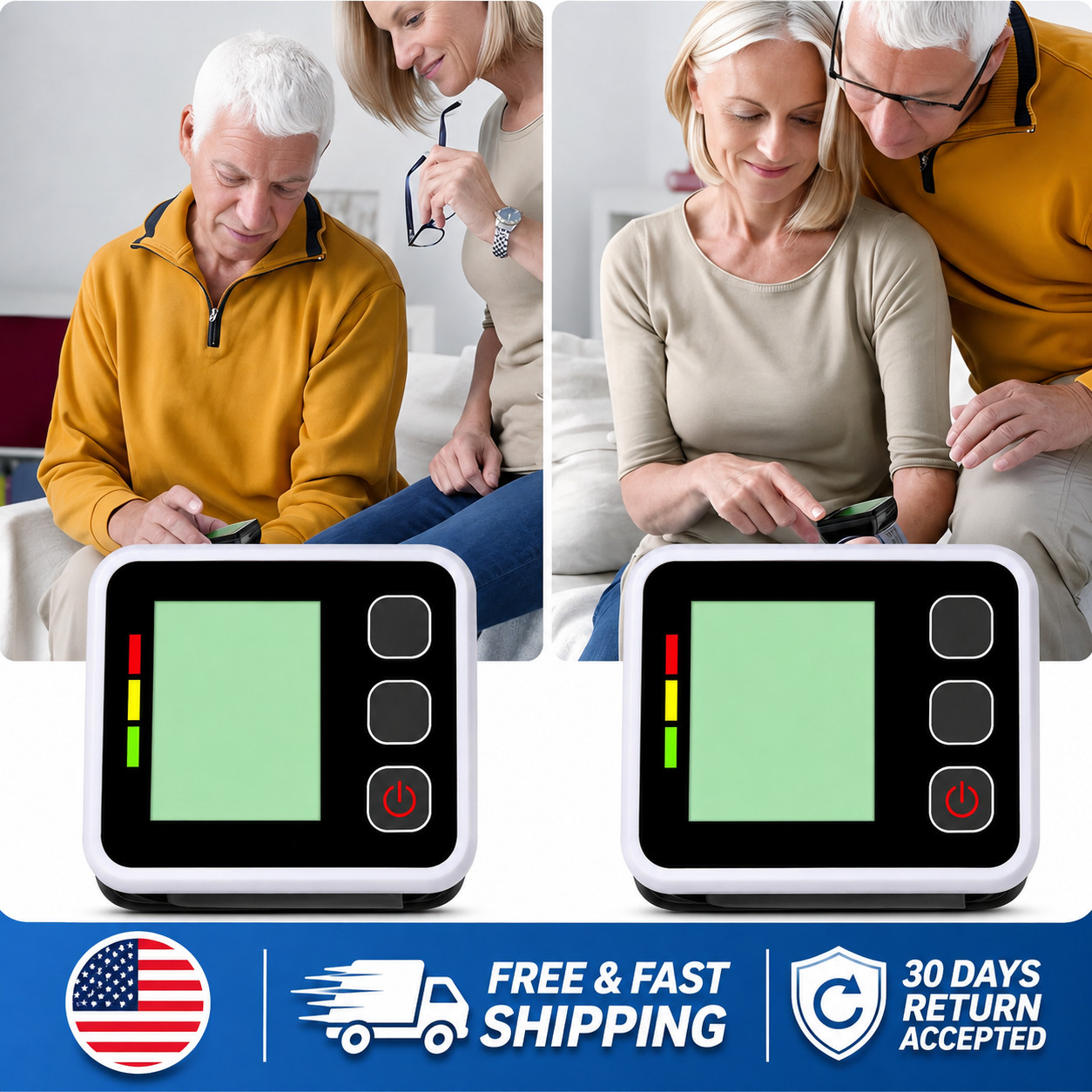 Portable Automatic Wrist BP Monitor LCD Blood Pressure Heart Rate