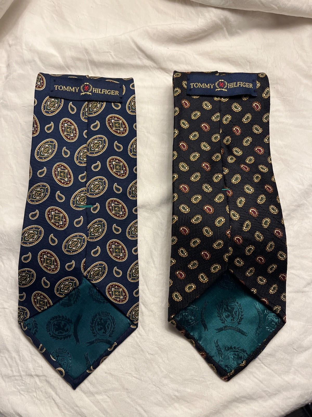 Vintage Tommy Hilfiger ties, navy and black, vintage paisly designs