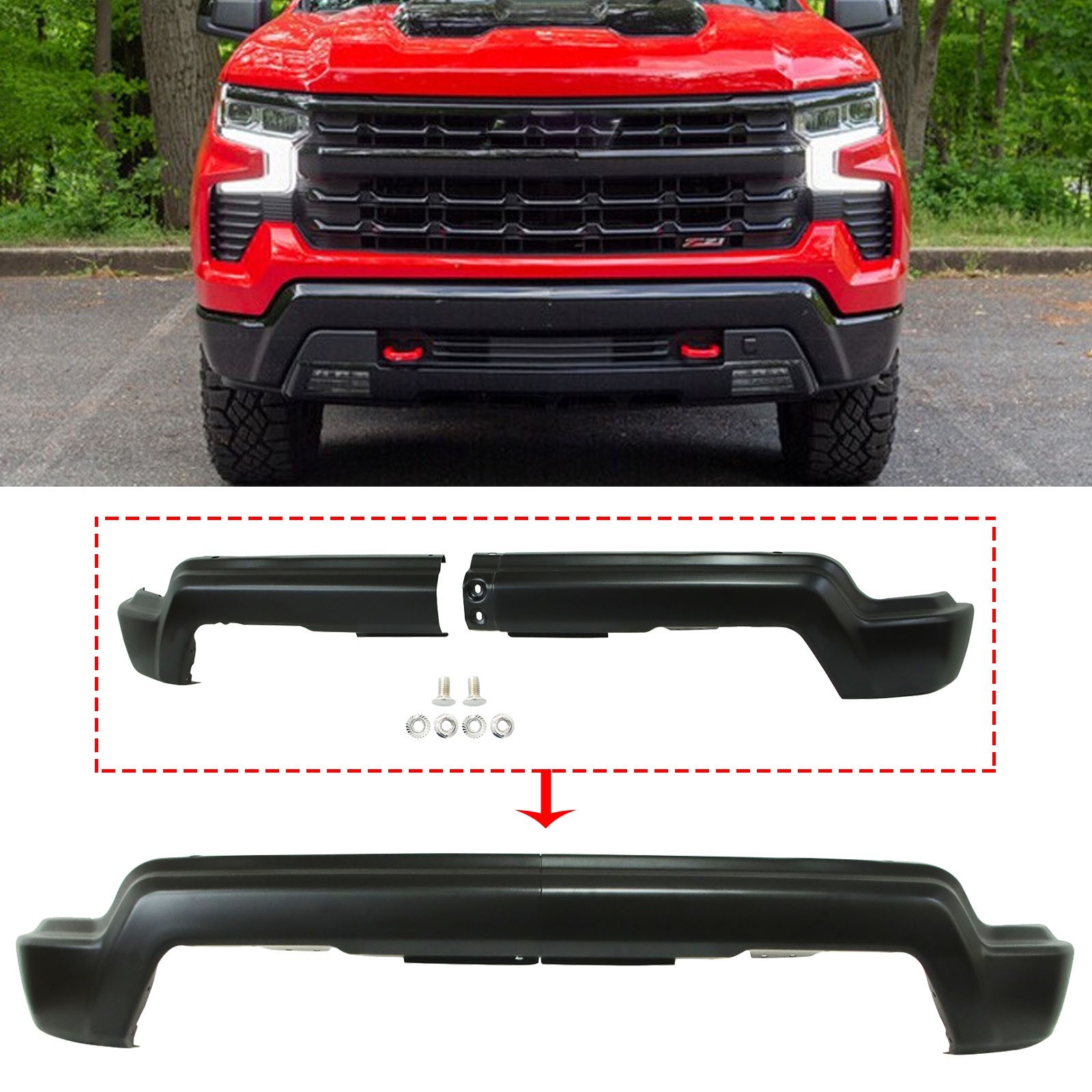 Black Steel Front Bumper For 2022-2026 Chevrolet Silverado 1500 W/O Senser Hole
