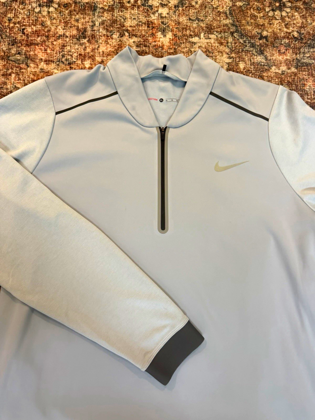 Nike Tiger Woods Collection Men\'s XL Gray 1/4 Zip Long Sleeve Mock Neck Golf