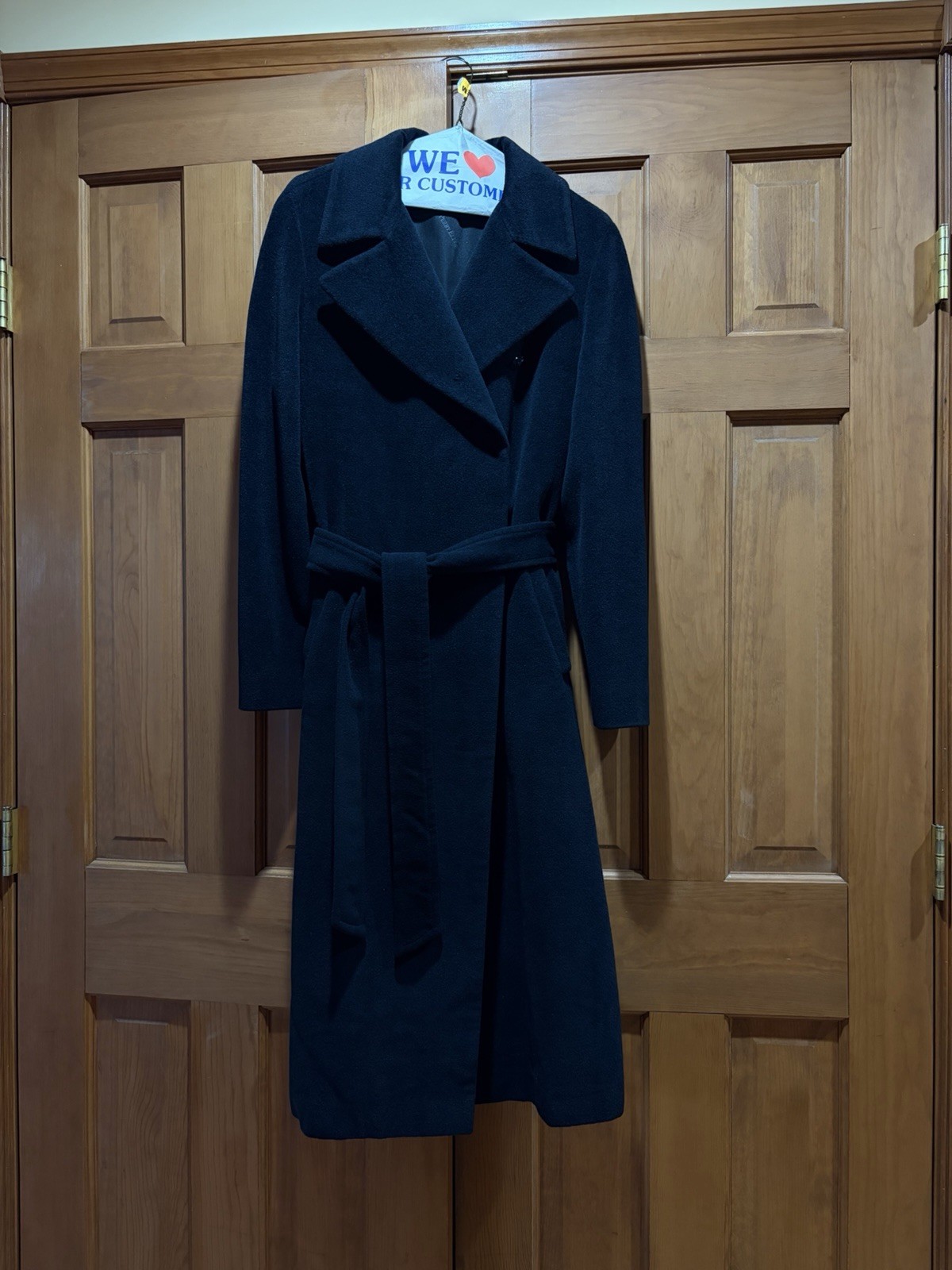 Grail Vintage 1990s Black Wool Angora Blend Coat with belt Grail Vintage 1990s Black Wool Angora Blend Coat with belt
