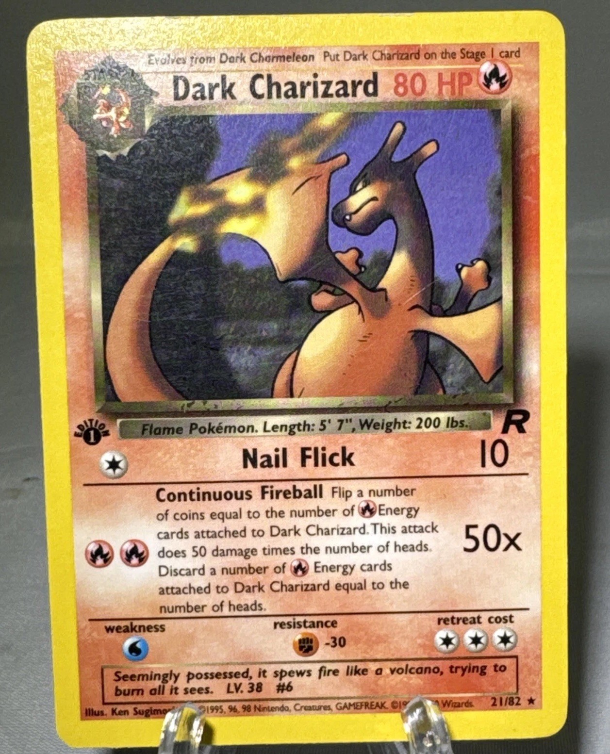Dark Charizard Non Holo Rare 21/82 Pokemon Team Rocket 1st Edition MP/LP 🔥🔥 Dark Charizard Non Holo Rare 21/82 Pokemon Team Rocket 1st Edition MP/LP 🔥🔥