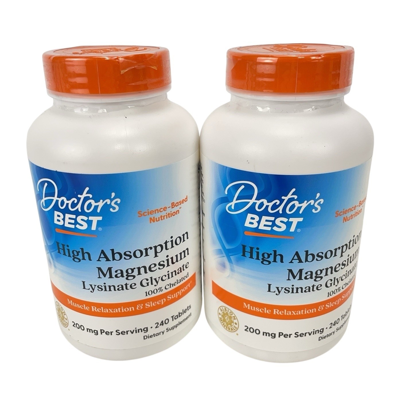 Doctor's Best High Absorption Magnesium Lysinate Glycinate 240 Tablets 2 Pack Doctor's Best High Absorption Magnesium Lysinate Glycinate 240 Tablets 2 Pack