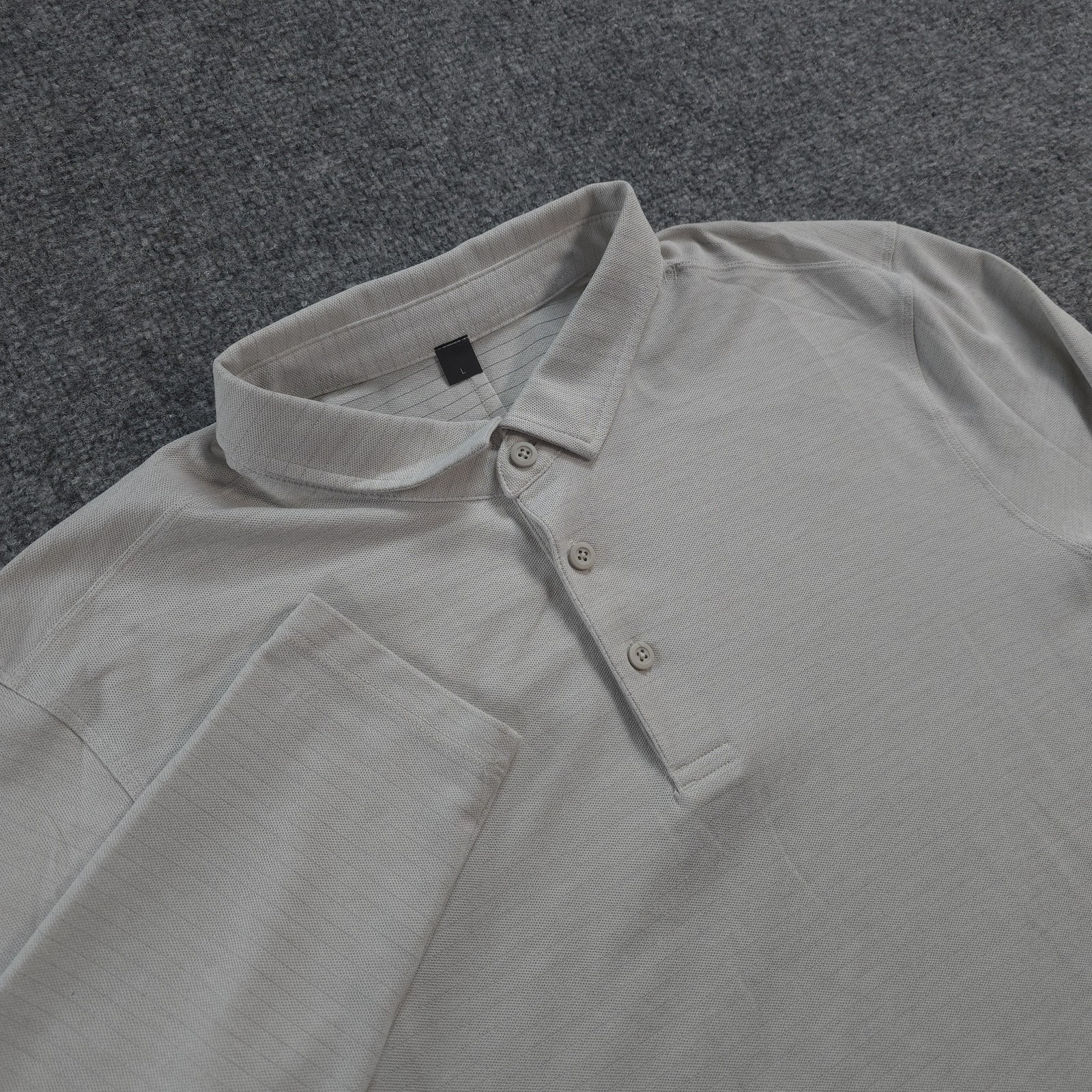 Lululemon Polo Shirt Mens L Tan Evolution Long Sleeve Performance Golf Stretch