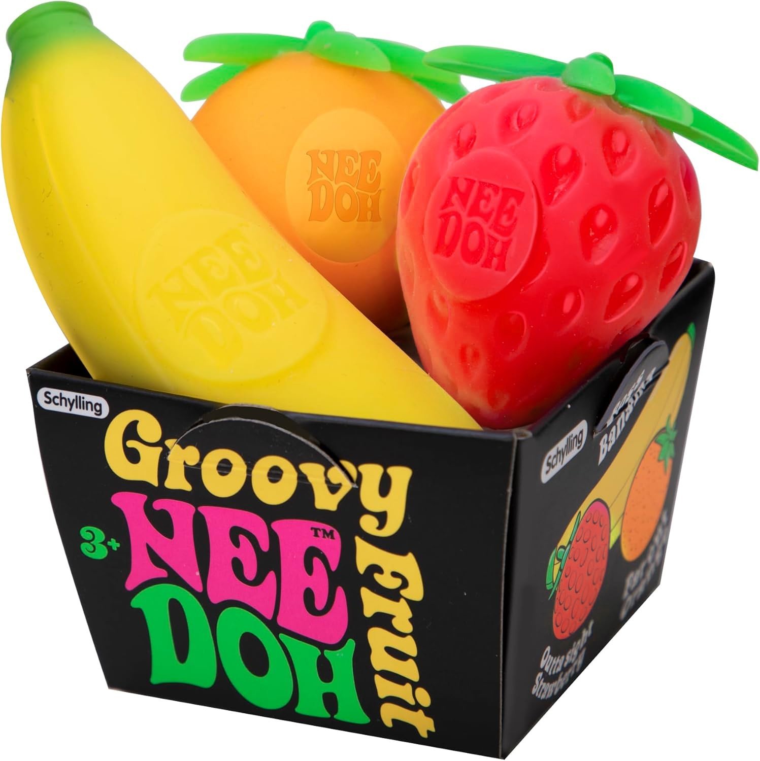 Schylling Groovy Nee_Doh Fruit Stress Ball Set – Squeezable Fidget Toy Pack 3 Schylling Groovy Nee_Doh Fruit Stress Ball Set – Squeezable Fidget Toy Pack 3