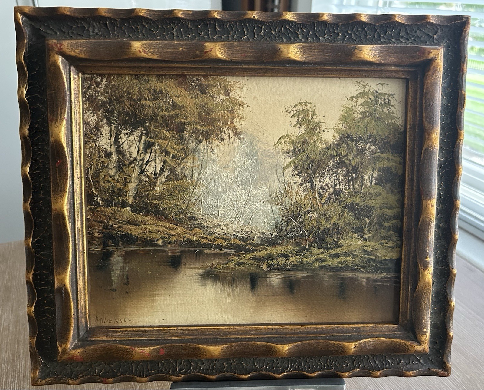 Vintage Moody Landscape Oil Painting on Canvas, Beautiful Frame, 11” X 13” Vintage Moody Landscape Oil Painting on Canvas, Beautiful Frame, 11” X 13”