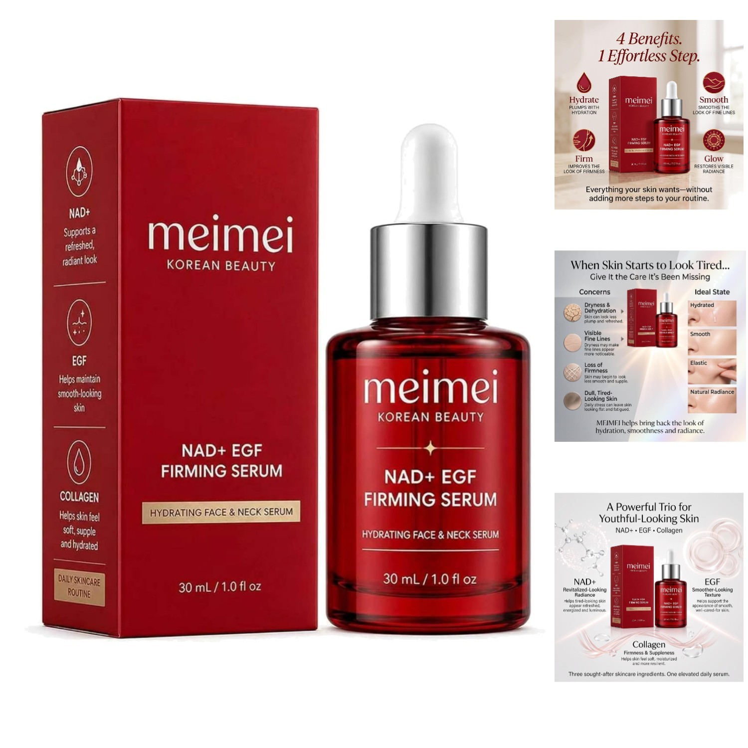 MEIMEI Firming Serum, Korean Beauty NAD+ Face and Neck Serum | with EGF and C...